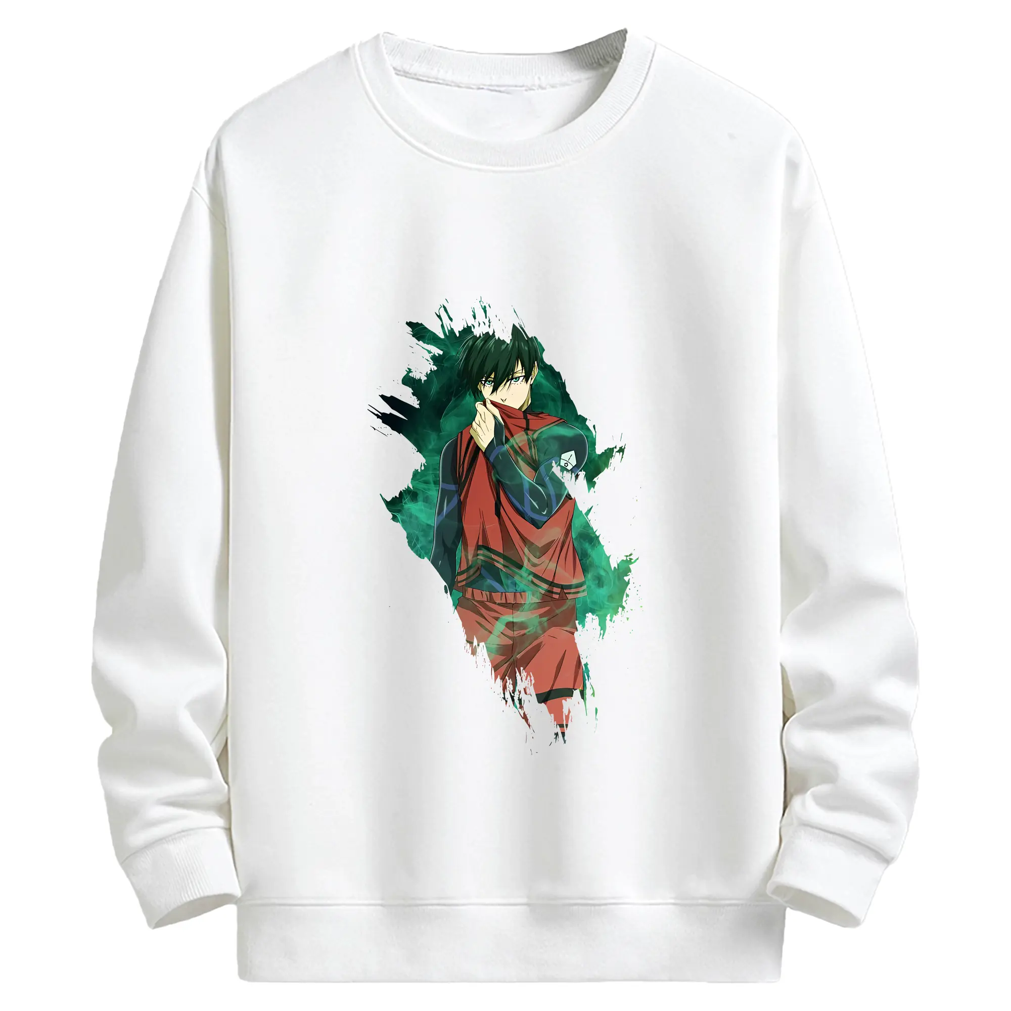 ブルーロック グッズ 糸師凛 - キッズ クルーネックスウェットシャツ ・ フロントプリント ・ 綿80％ ポリエステル20％ ・ 快適 通学 スポーツ 日常使い お散歩用