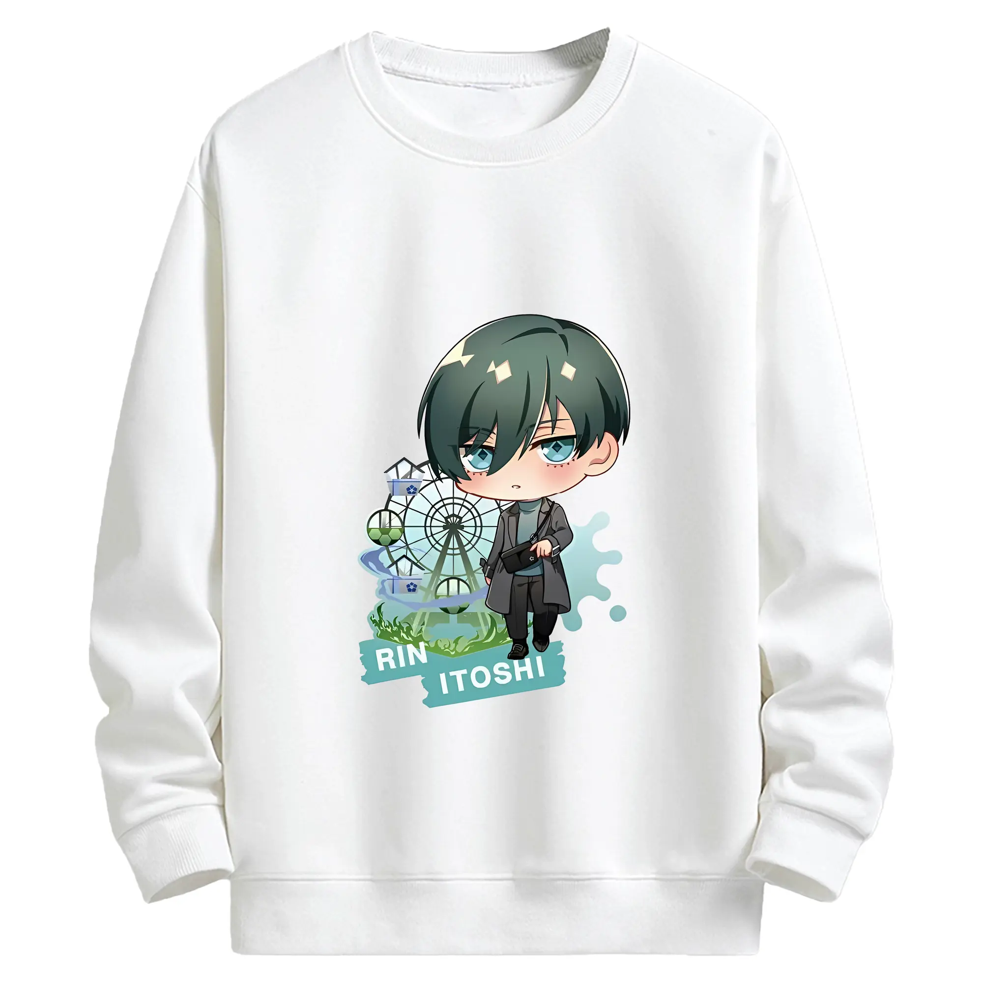 ブルーロック グッズ 糸師凛 - キッズ クルーネックスウェットシャツ ・ フロントプリント ・ 綿80％ ポリエステル20％ ・ 快適 通学 スポーツ 日常使い お散歩用