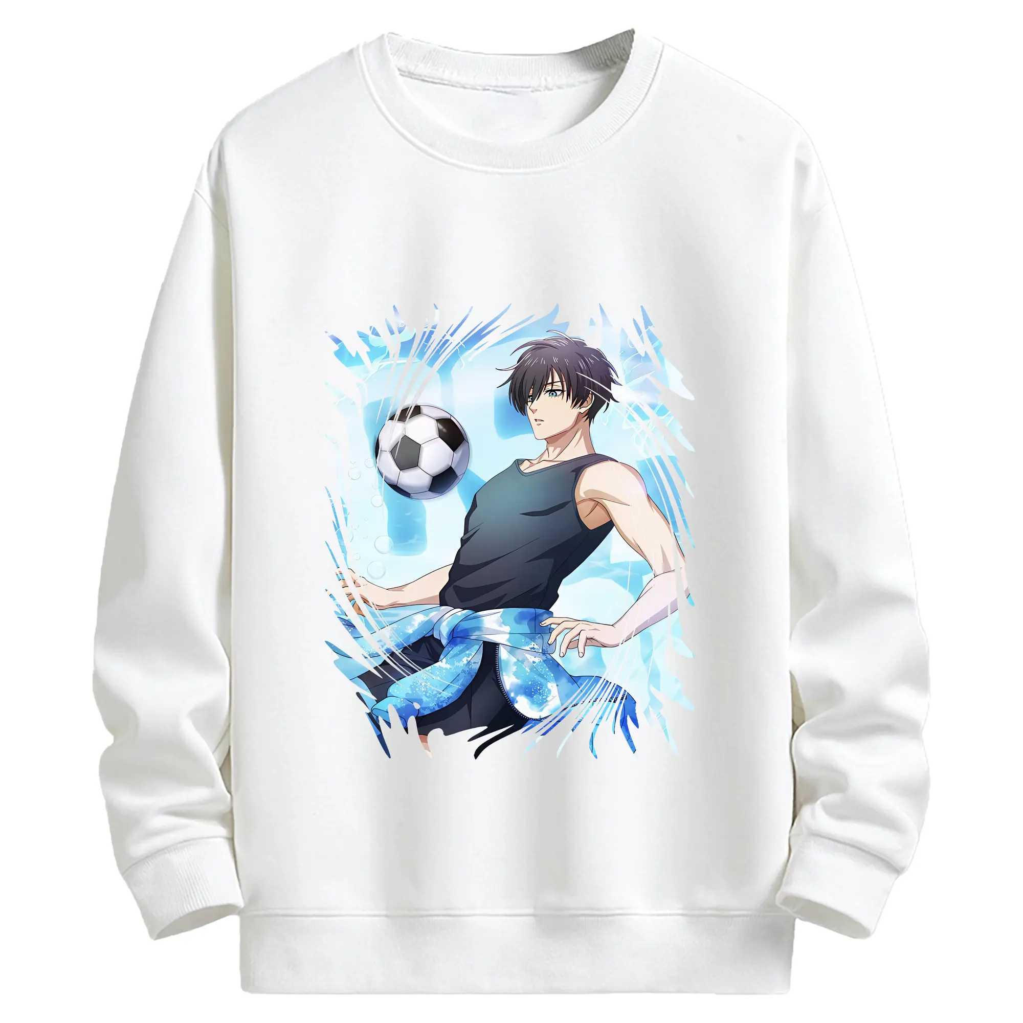 ブルーロック グッズ 糸師凛 - キッズ クルーネックスウェットシャツ ・ フロントプリント ・ 綿80％ ポリエステル20％ ・ 快適 通学 スポーツ 日常使い お散歩用