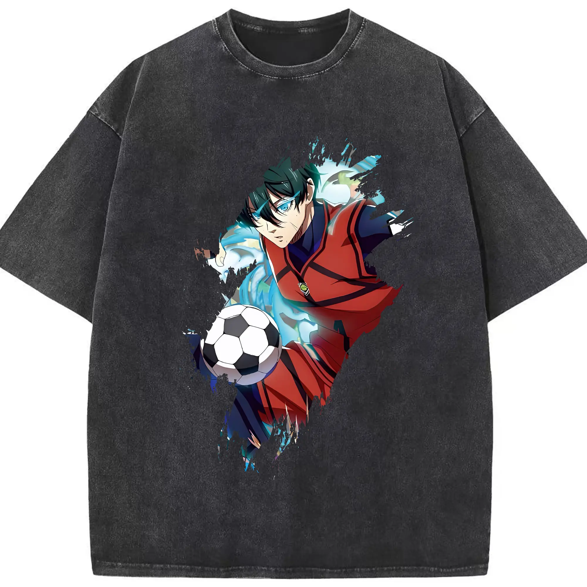 ブルーロック グッズ 糸師凛 - 綿100％ ヴィンテージ風 半袖Tシャツ ・ フロントプリント ・ 柔らか肌触り ・ 通気性 快適 ・ スポーツ カジュアル 外出用