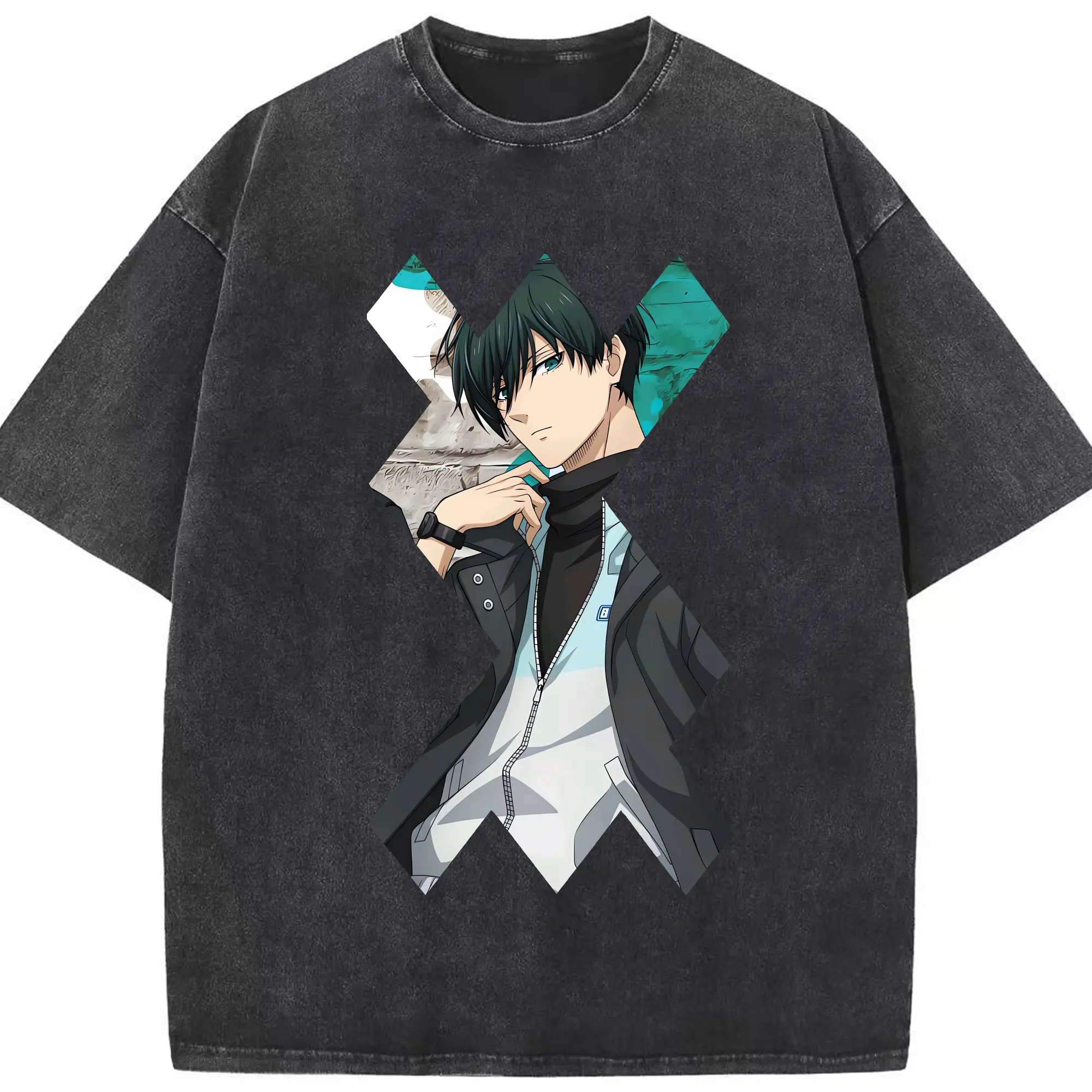 ブルーロック グッズ 糸師凛 - 綿100％ ヴィンテージ風 半袖Tシャツ ・ フロントプリント ・ 柔らか肌触り ・ 通気性 快適 ・ スポーツ カジュアル 外出用