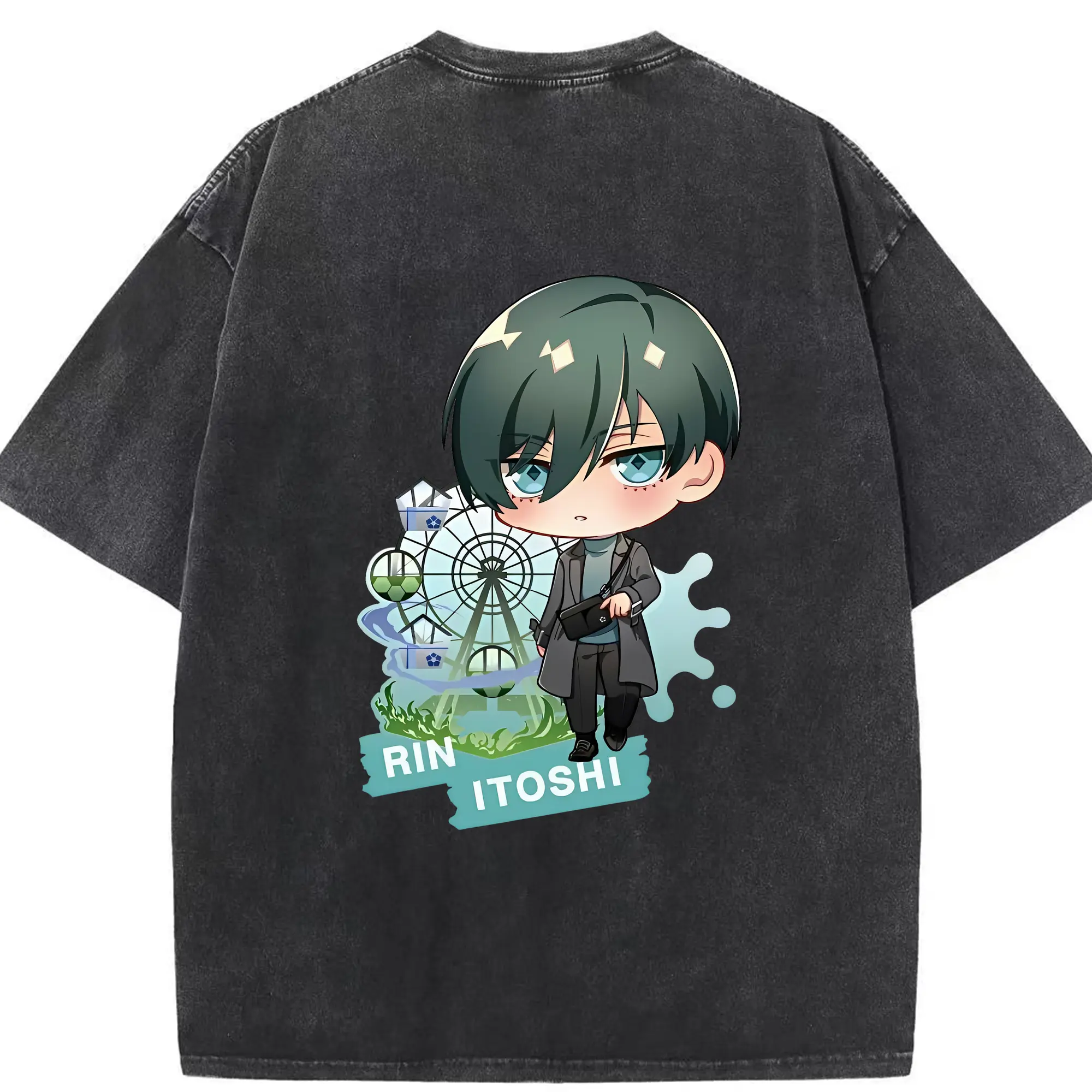 ブルーロック グッズ 糸師凛 - 綿100％ ヴィンテージ風 半袖Tシャツ ・ 背面プリント ・ 柔らか肌触り ・ 通気性 快適 ・ スポーツ カジュアル 外出用