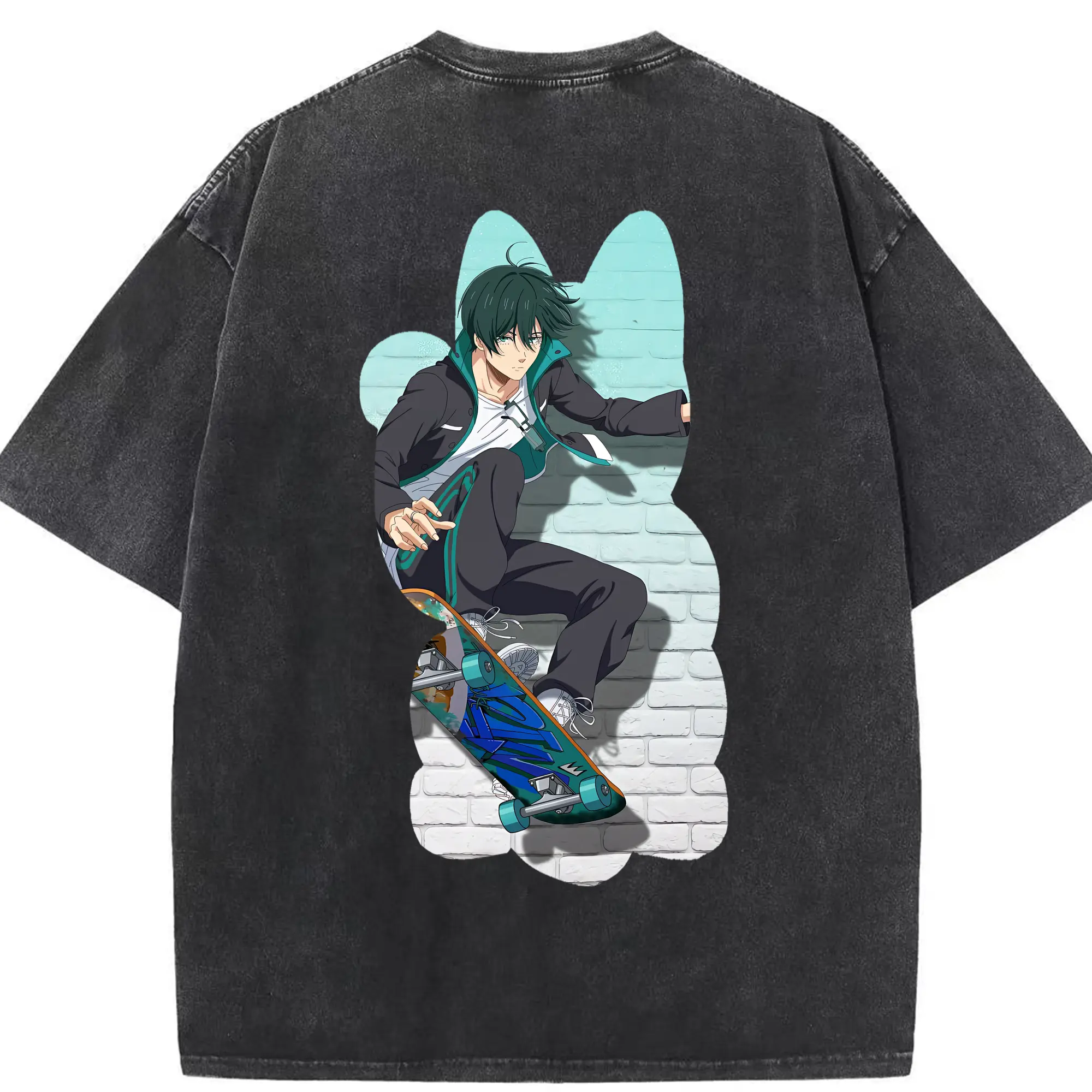 ブルーロック グッズ 糸師凛 - 綿100％ ヴィンテージ風 半袖Tシャツ ・ 背面プリント ・ 柔らか肌触り ・ 通気性 快適 ・ スポーツ カジュアル 外出用