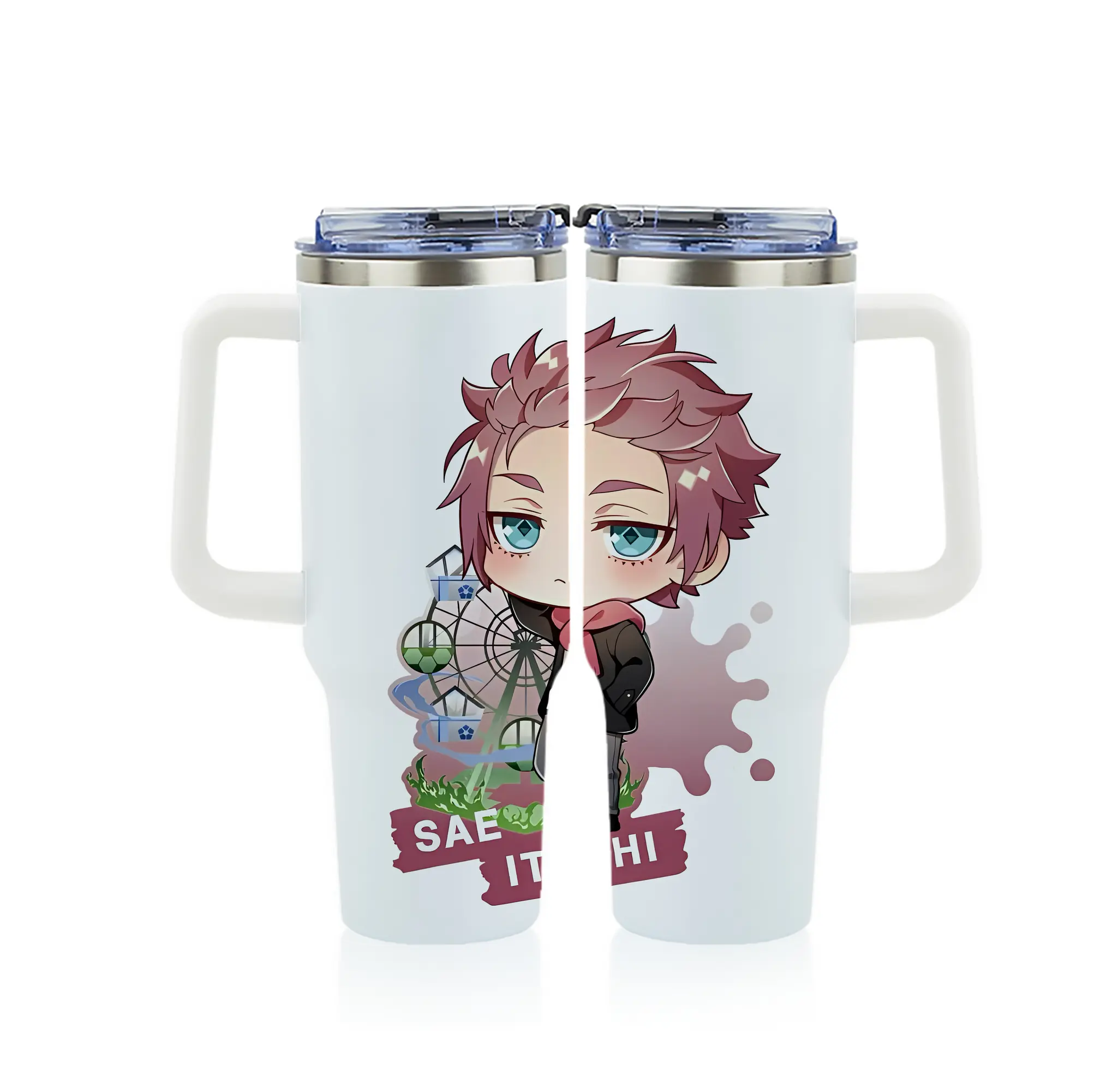 ブルーロック グッズ 糸師冴 - 1200mL フルプリント車用タンブラー ・ 304ステンレス 内側 ・ 201ステンレス 外側 ・ 保温 保冷 ・ 通勤 ドライブ アウトドア用