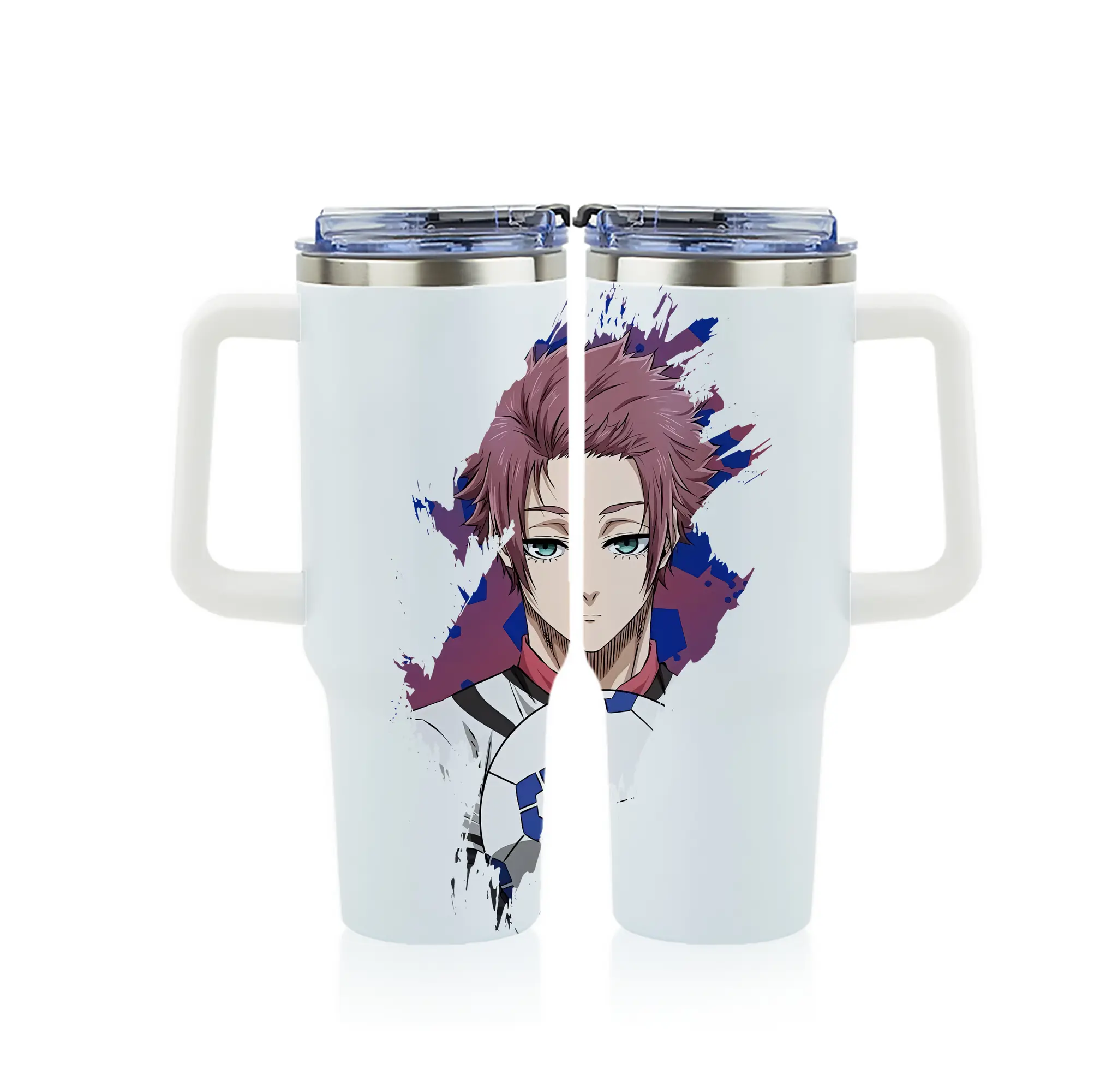 ブルーロック グッズ 糸師冴 - 1200mL フルプリント車用タンブラー ・ 304ステンレス 内側 ・ 201ステンレス 外側 ・ 保温 保冷 ・ 通勤 ドライブ アウトドア用