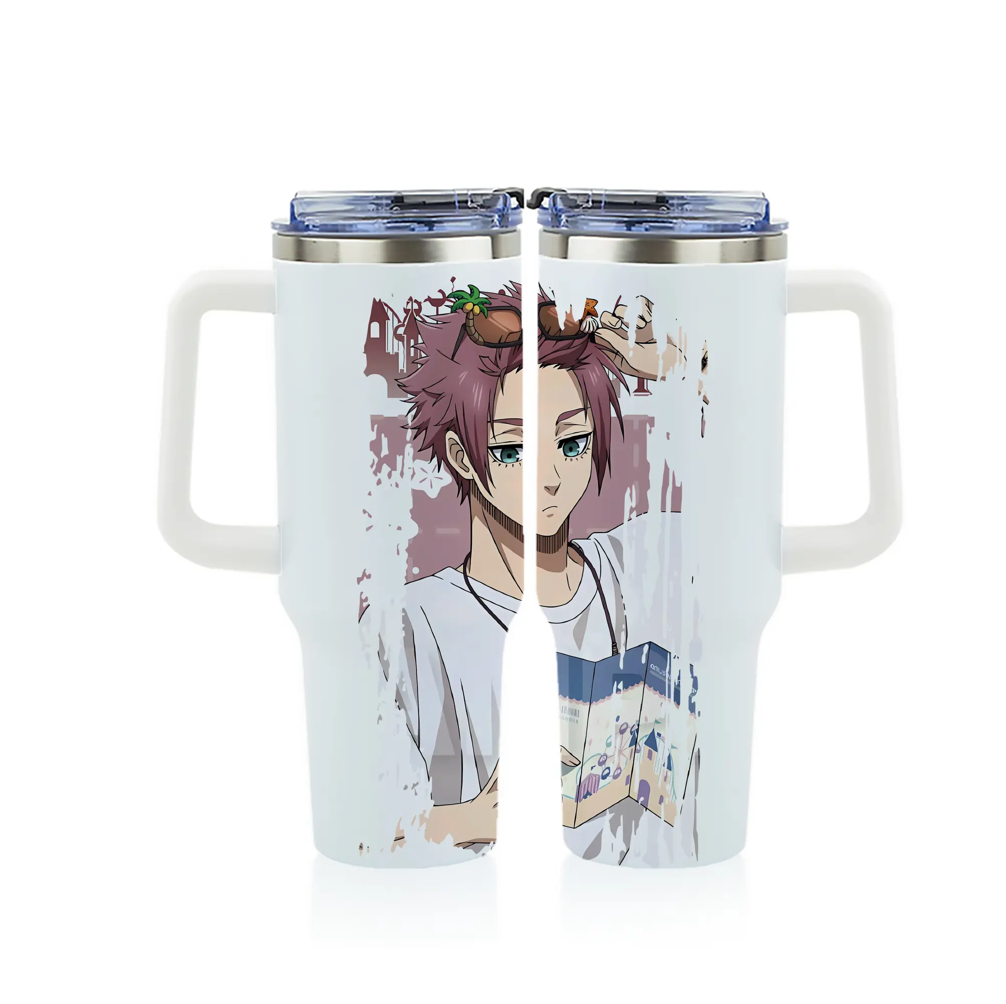 ブルーロック グッズ 糸師冴 - 1200mL フルプリント車用タンブラー ・ 304ステンレス 内側 ・ 201ステンレス 外側 ・ 保温 保冷 ・ 通勤 ドライブ アウトドア用