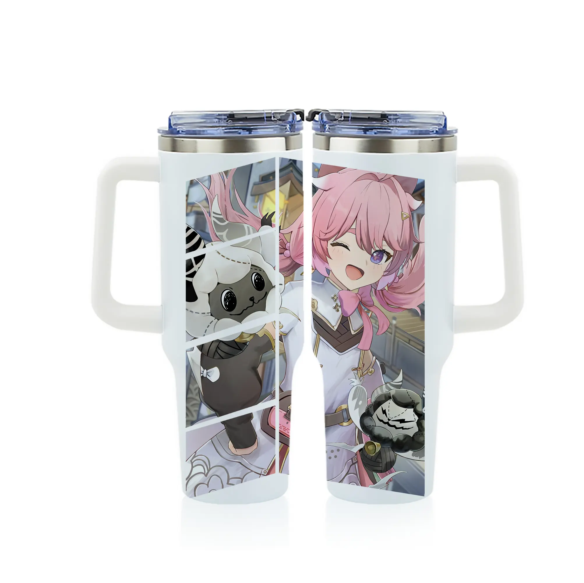 鳴潮 グッズ アンコ - 1200mL フルプリント車用タンブラー ・ 304ステンレス 内側 ・ 201ステンレス 外側 ・ 保温 保冷 ・ 通勤 ドライブ アウトドア用