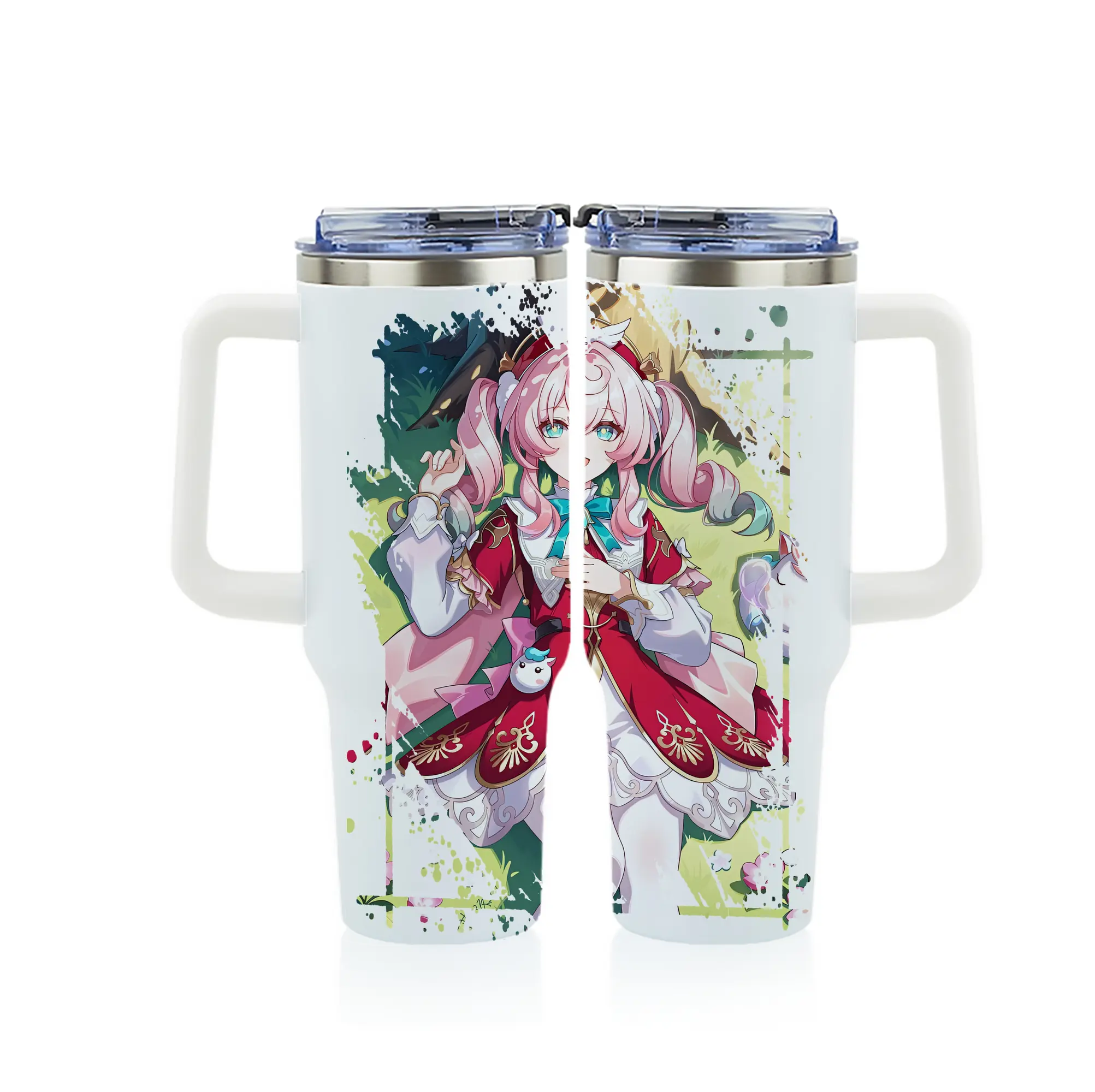 鳴潮 グッズ アンコ - 1200mL フルプリント車用タンブラー ・ 304ステンレス 内側 ・ 201ステンレス 外側 ・ 保温 保冷 ・ 通勤 ドライブ アウトドア用