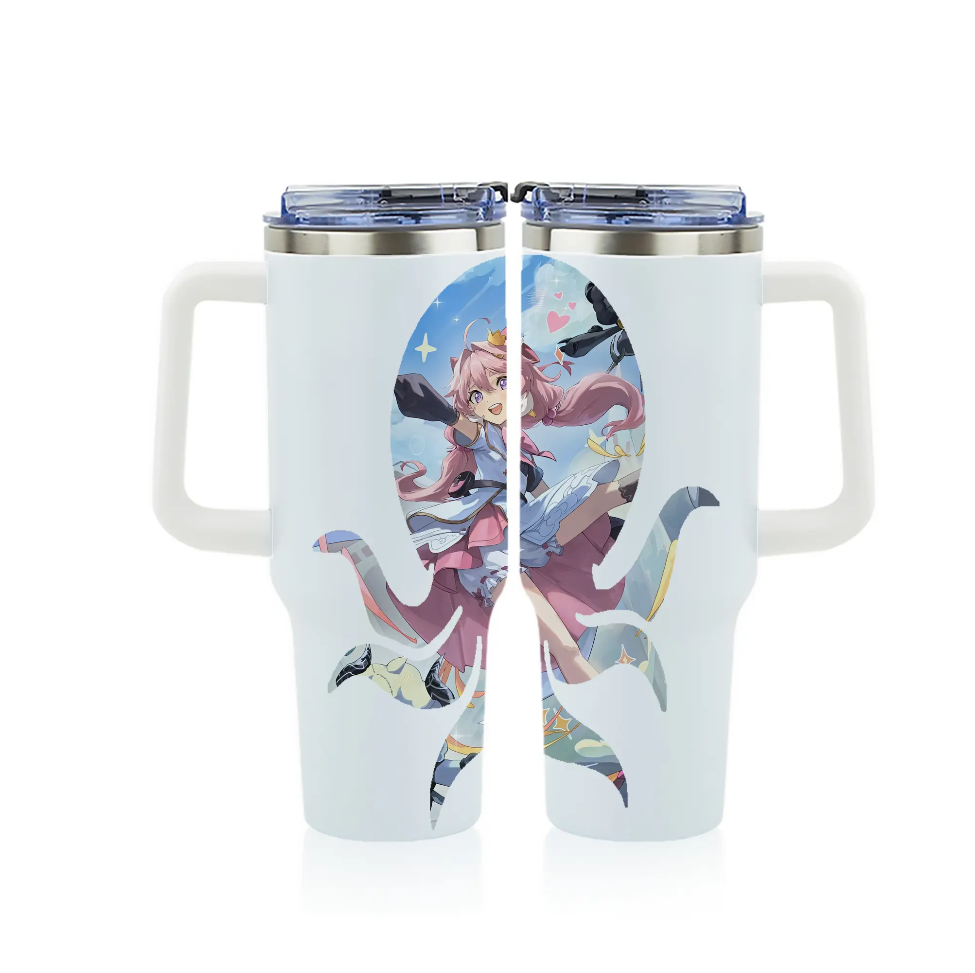 鳴潮 グッズ アンコ - 1200mL フルプリント車用タンブラー ・ 304ステンレス 内側 ・ 201ステンレス 外側 ・ 保温 保冷 ・ 通勤 ドライブ アウトドア用