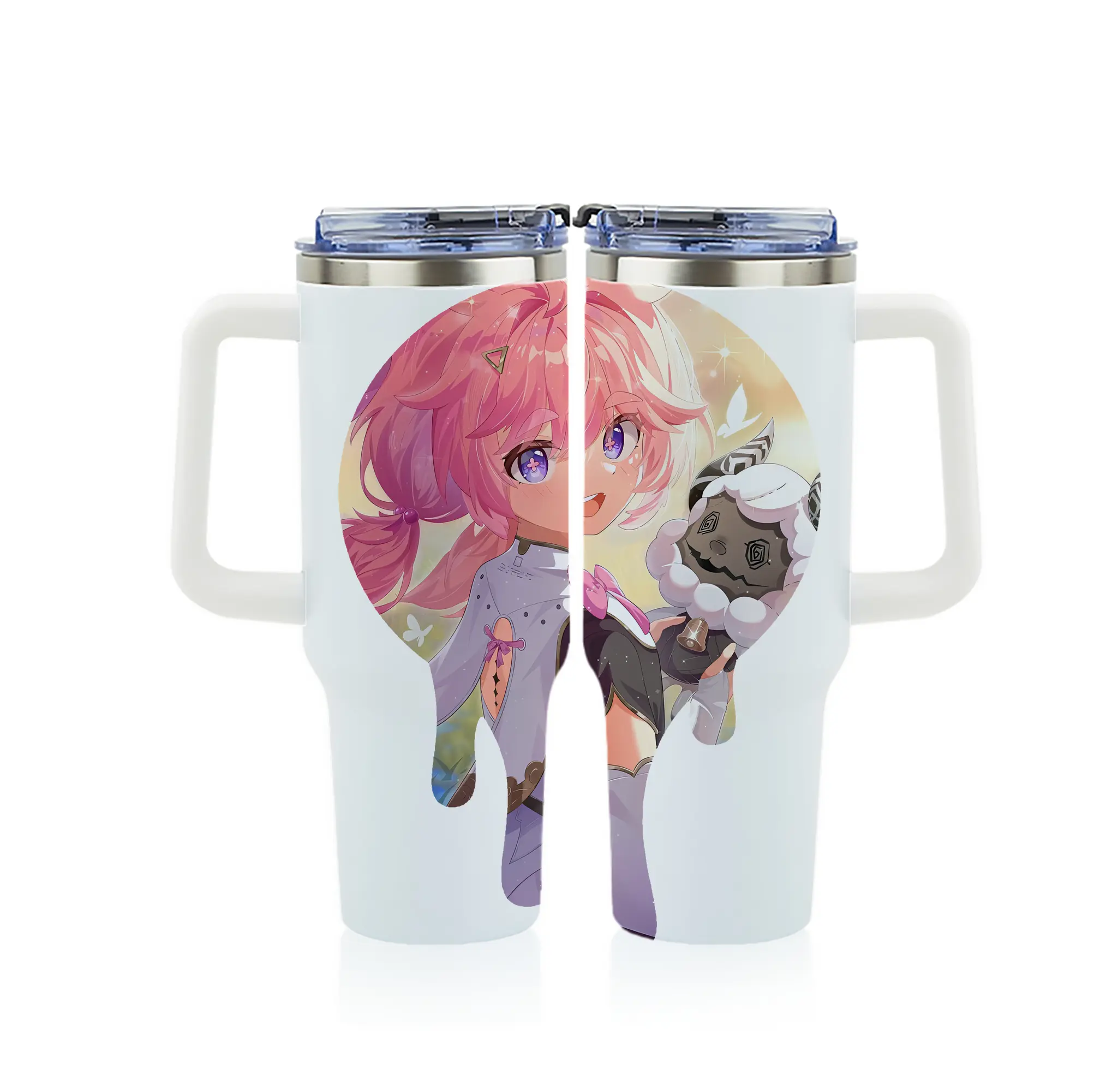 鳴潮 グッズ アンコ - 1200mL フルプリント車用タンブラー ・ 304ステンレス 内側 ・ 201ステンレス 外側 ・ 保温 保冷 ・ 通勤 ドライブ アウトドア用