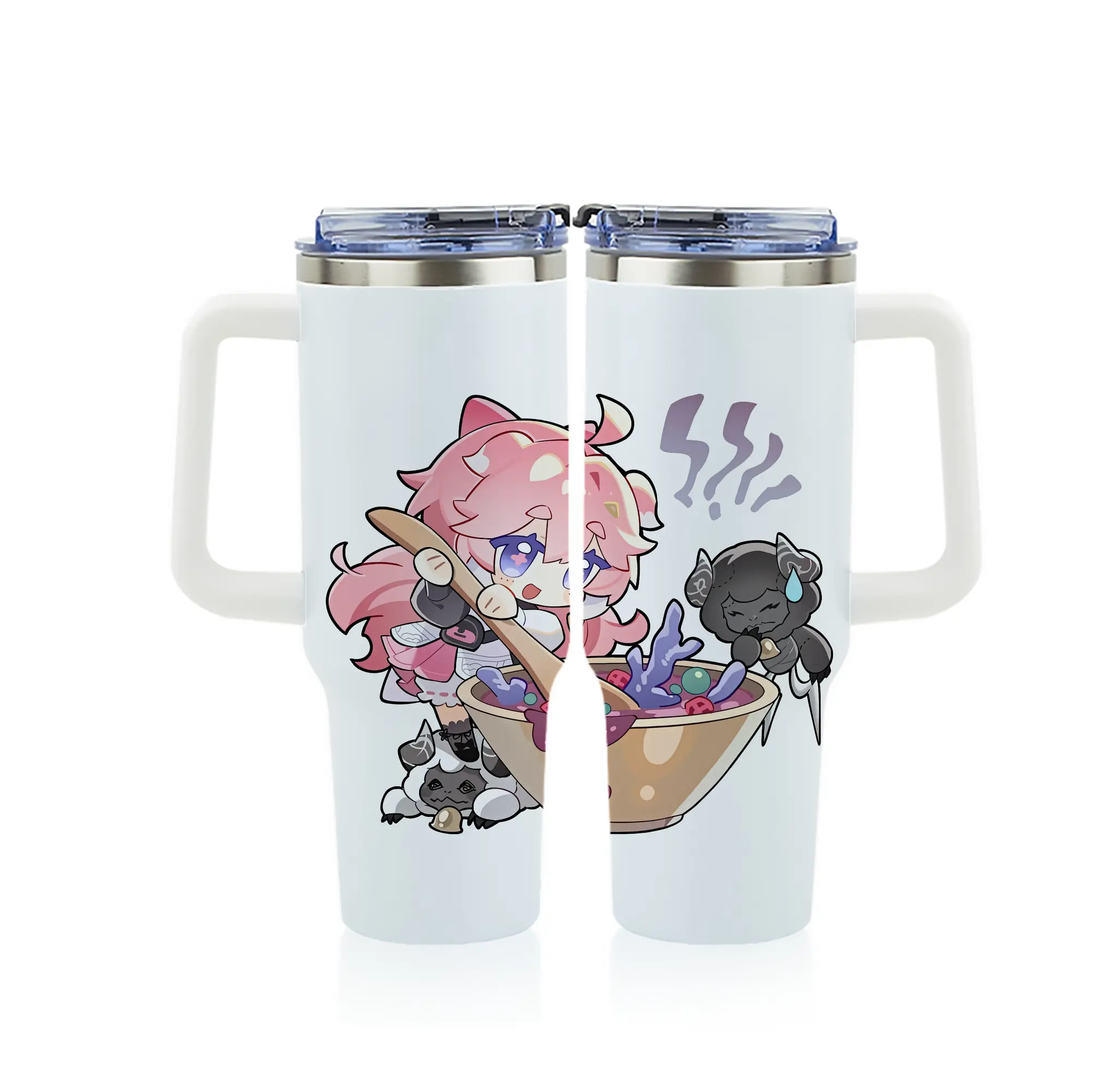 鳴潮 グッズ アンコ - 1200mL フルプリント車用タンブラー ・ 304ステンレス 内側 ・ 201ステンレス 外側 ・ 保温 保冷 ・ 通勤 ドライブ アウトドア用