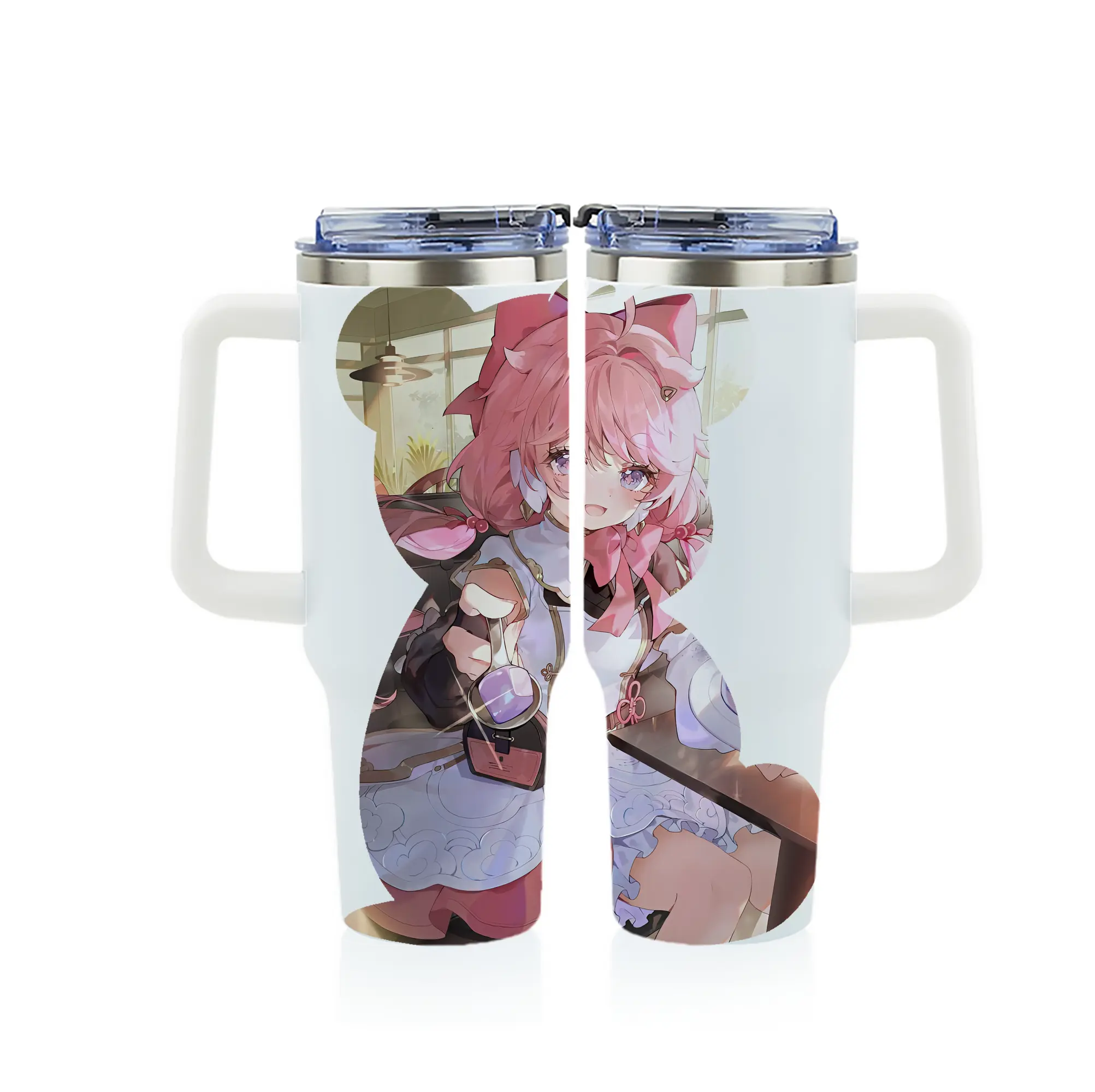 鳴潮 グッズ アンコ - 1200mL フルプリント車用タンブラー ・ 304ステンレス 内側 ・ 201ステンレス 外側 ・ 保温 保冷 ・ 通勤 ドライブ アウトドア用