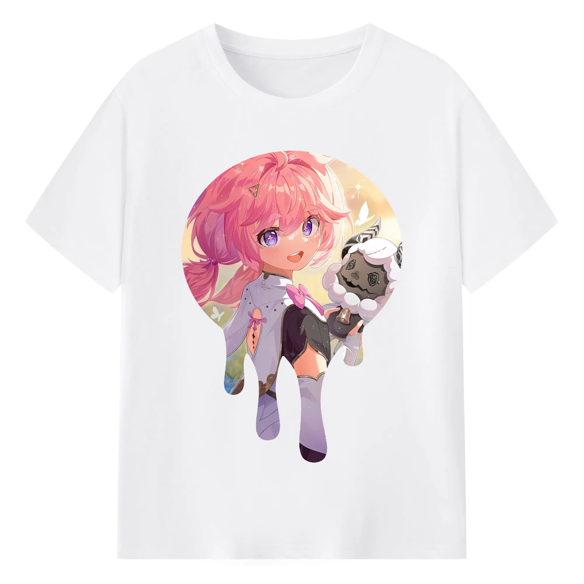 鳴潮 グッズ アンコ - 綿100％ 半袖Tシャツ ・ フロントプリント ・ 快適 通気性 ・ 日常使い 散歩 スポーツ用