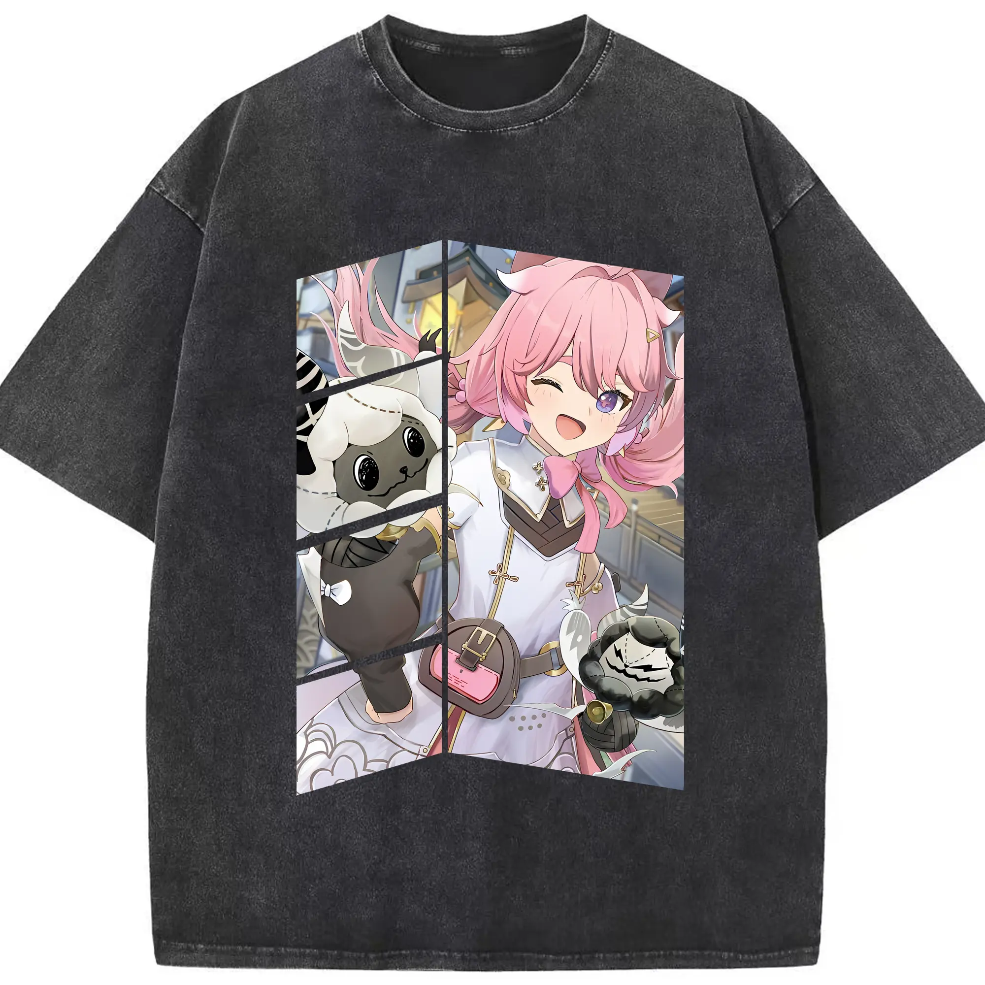 鳴潮 グッズ アンコ - 綿100％ ヴィンテージ風 半袖Tシャツ ・ フロントプリント ・ 柔らか肌触り ・ 通気性 快適 ・ スポーツ カジュアル 外出用