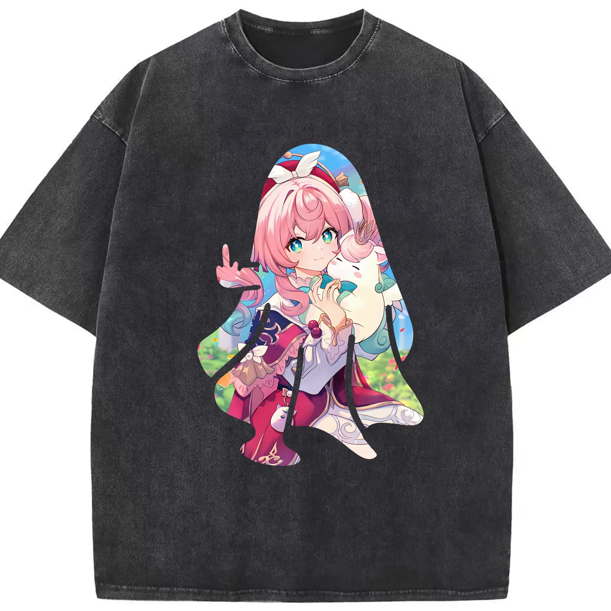 鳴潮 グッズ アンコ - 綿100％ ヴィンテージ風 半袖Tシャツ ・ フロントプリント ・ 柔らか肌触り ・ 通気性 快適 ・ スポーツ カジュアル 外出用