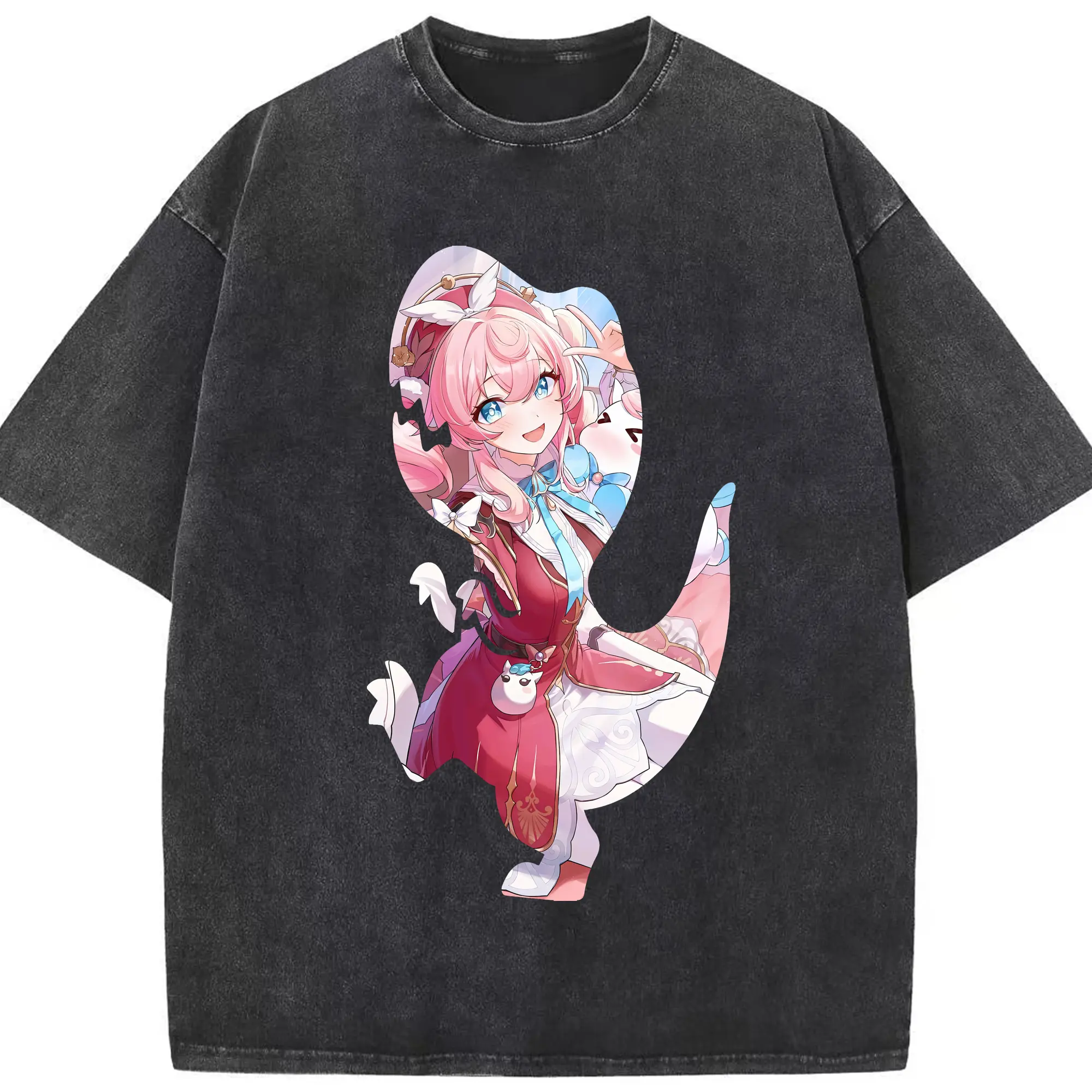 鳴潮 グッズ アンコ - 綿100％ ヴィンテージ風 半袖Tシャツ ・ フロントプリント ・ 柔らか肌触り ・ 通気性 快適 ・ スポーツ カジュアル 外出用