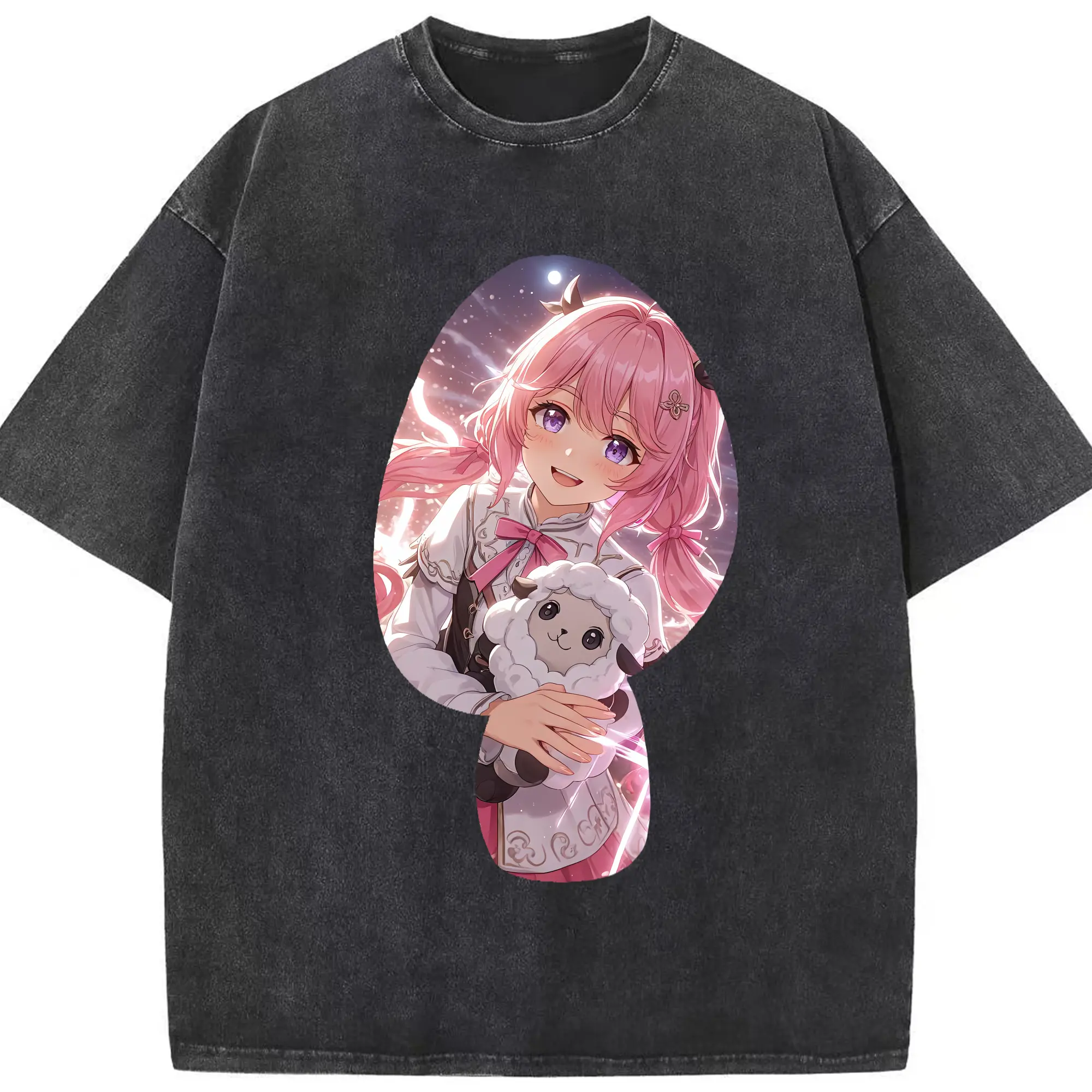 鳴潮 グッズ アンコ - 綿100％ ヴィンテージ風 半袖Tシャツ ・ フロントプリント ・ 柔らか肌触り ・ 通気性 快適 ・ スポーツ カジュアル 外出用