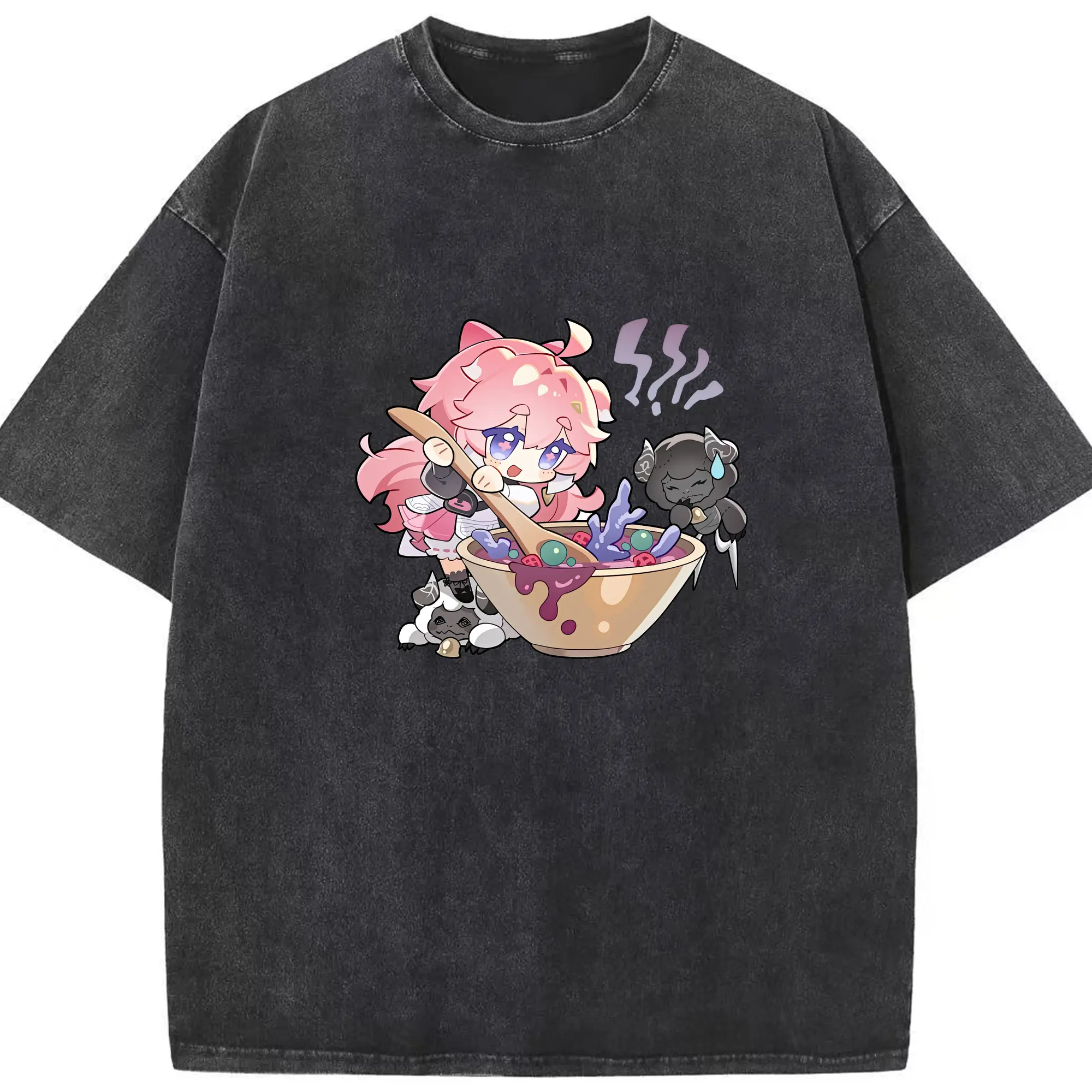 鳴潮 グッズ アンコ - 綿100％ ヴィンテージ風 半袖Tシャツ ・ フロントプリント ・ 柔らか肌触り ・ 通気性 快適 ・ スポーツ カジュアル 外出用