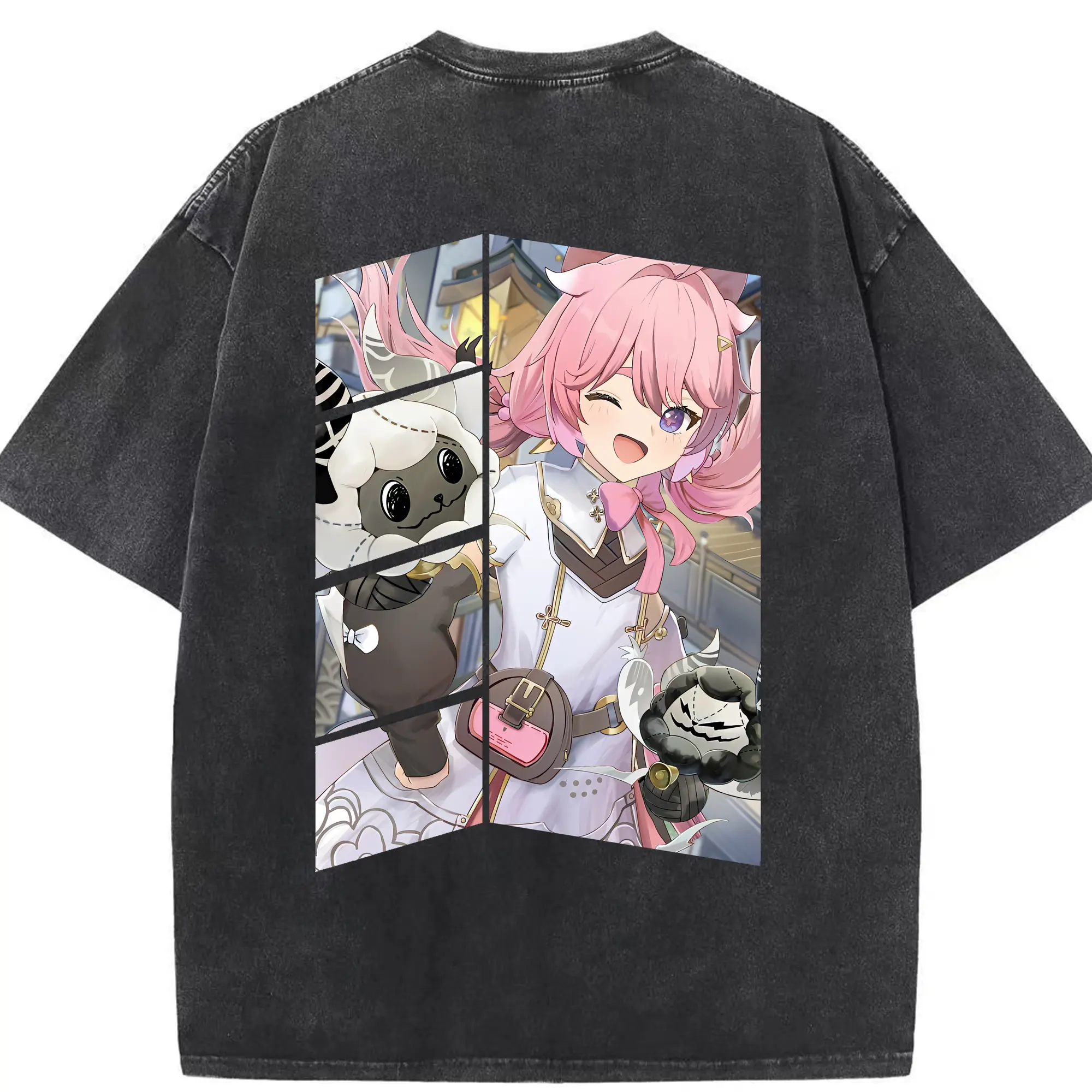 鳴潮 グッズ アンコ - 綿100％ ヴィンテージ風 半袖Tシャツ ・ 背面プリント ・ 柔らか肌触り ・ 通気性 快適 ・ スポーツ カジュアル 外出用