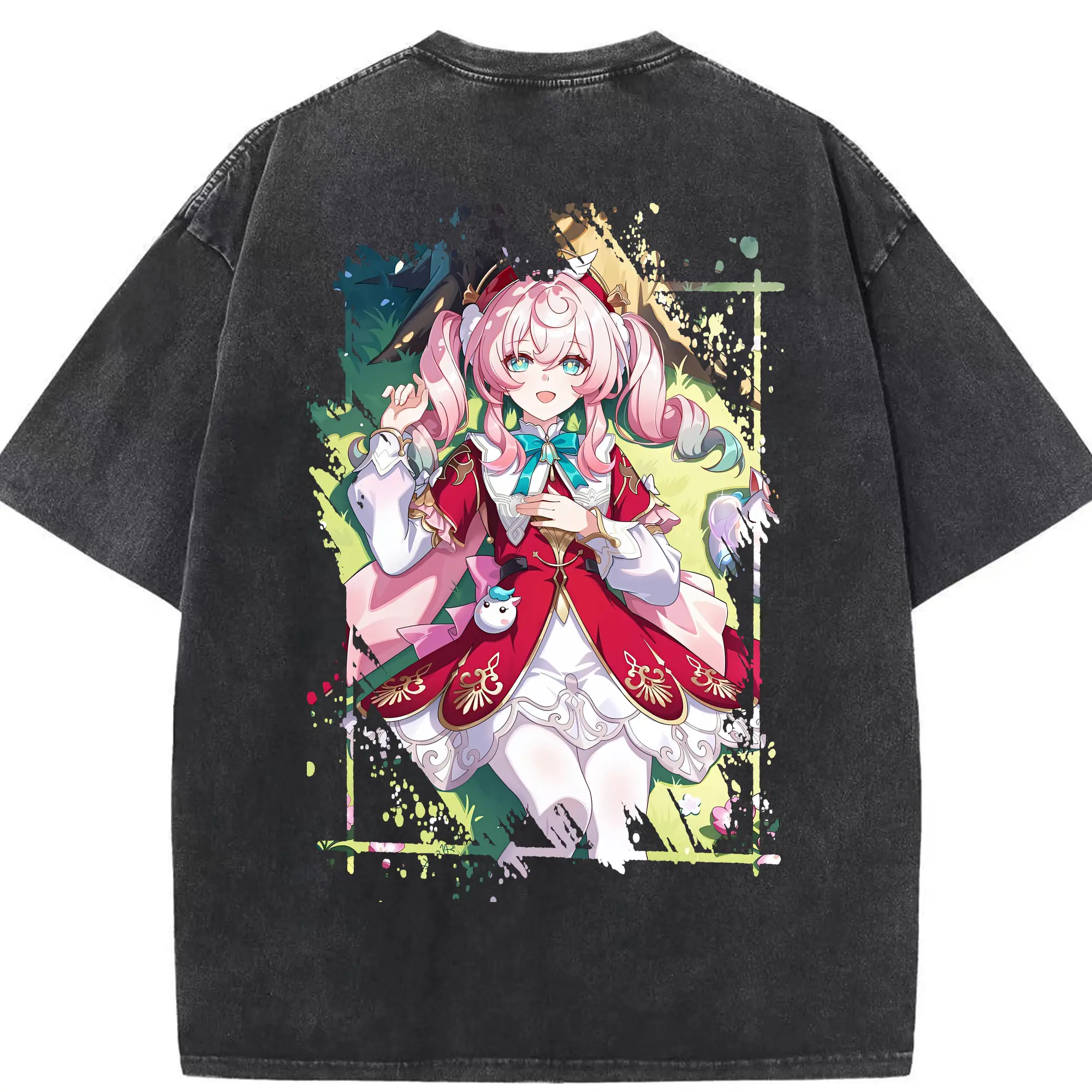 鳴潮 グッズ アンコ - 綿100％ ヴィンテージ風 半袖Tシャツ ・ 背面プリント ・ 柔らか肌触り ・ 通気性 快適 ・ スポーツ カジュアル 外出用