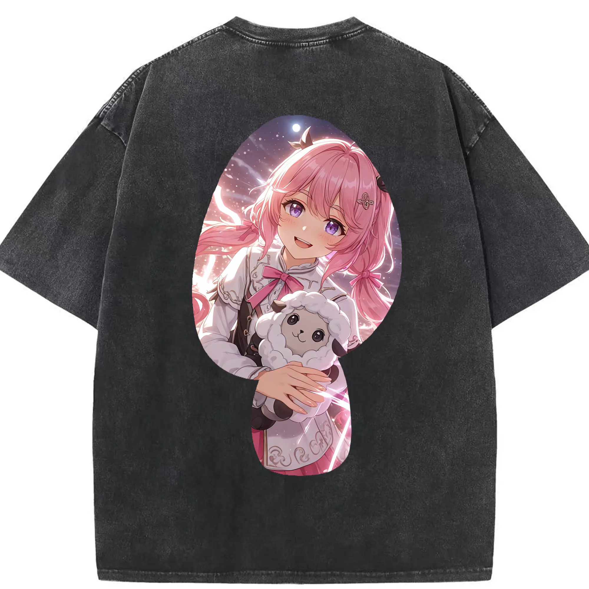 鳴潮 グッズ アンコ - 綿100％ ヴィンテージ風 半袖Tシャツ ・ 背面プリント ・ 柔らか肌触り ・ 通気性 快適 ・ スポーツ カジュアル 外出用