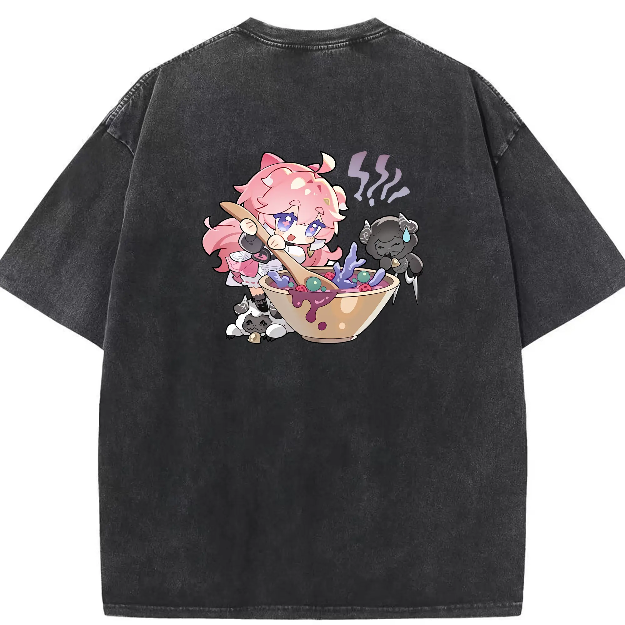 鳴潮 グッズ アンコ - 綿100％ ヴィンテージ風 半袖Tシャツ ・ 背面プリント ・ 柔らか肌触り ・ 通気性 快適 ・ スポーツ カジュアル 外出用