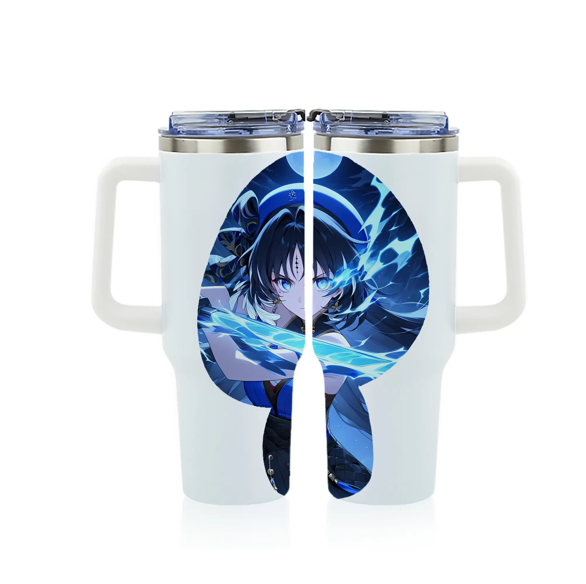 鳴潮 グッズ ヤンヤン - 1200mL フルプリント車用タンブラー ・ 304ステンレス 内側 ・ 201ステンレス 外側 ・ 保温 保冷 ・ 通勤 ドライブ アウトドア用