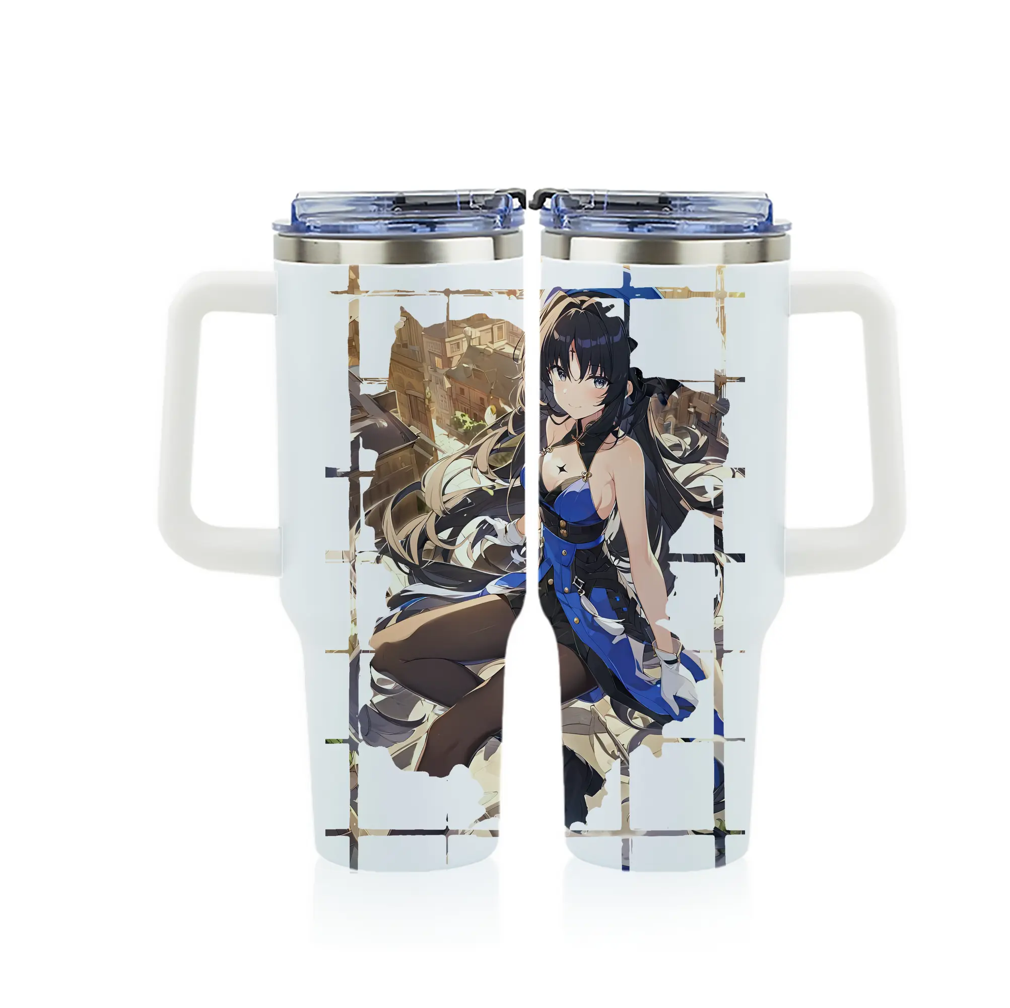 鳴潮 グッズ ヤンヤン - 1200mL フルプリント車用タンブラー ・ 304ステンレス 内側 ・ 201ステンレス 外側 ・ 保温 保冷 ・ 通勤 ドライブ アウトドア用