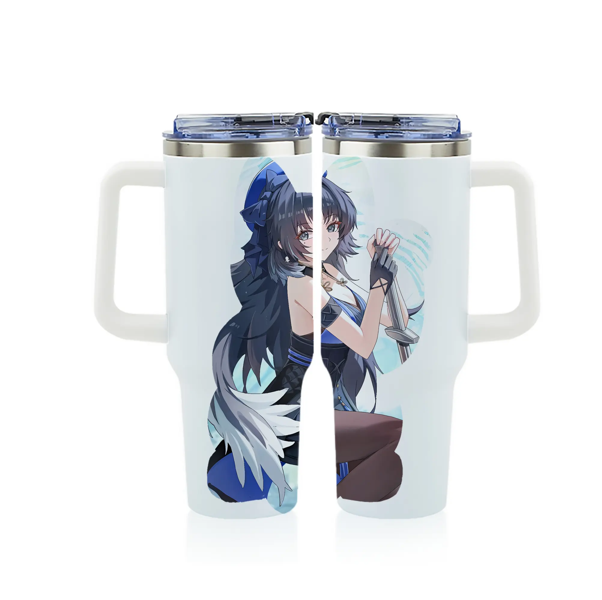 鳴潮 グッズ ヤンヤン - 1200mL フルプリント車用タンブラー ・ 304ステンレス 内側 ・ 201ステンレス 外側 ・ 保温 保冷 ・ 通勤 ドライブ アウトドア用