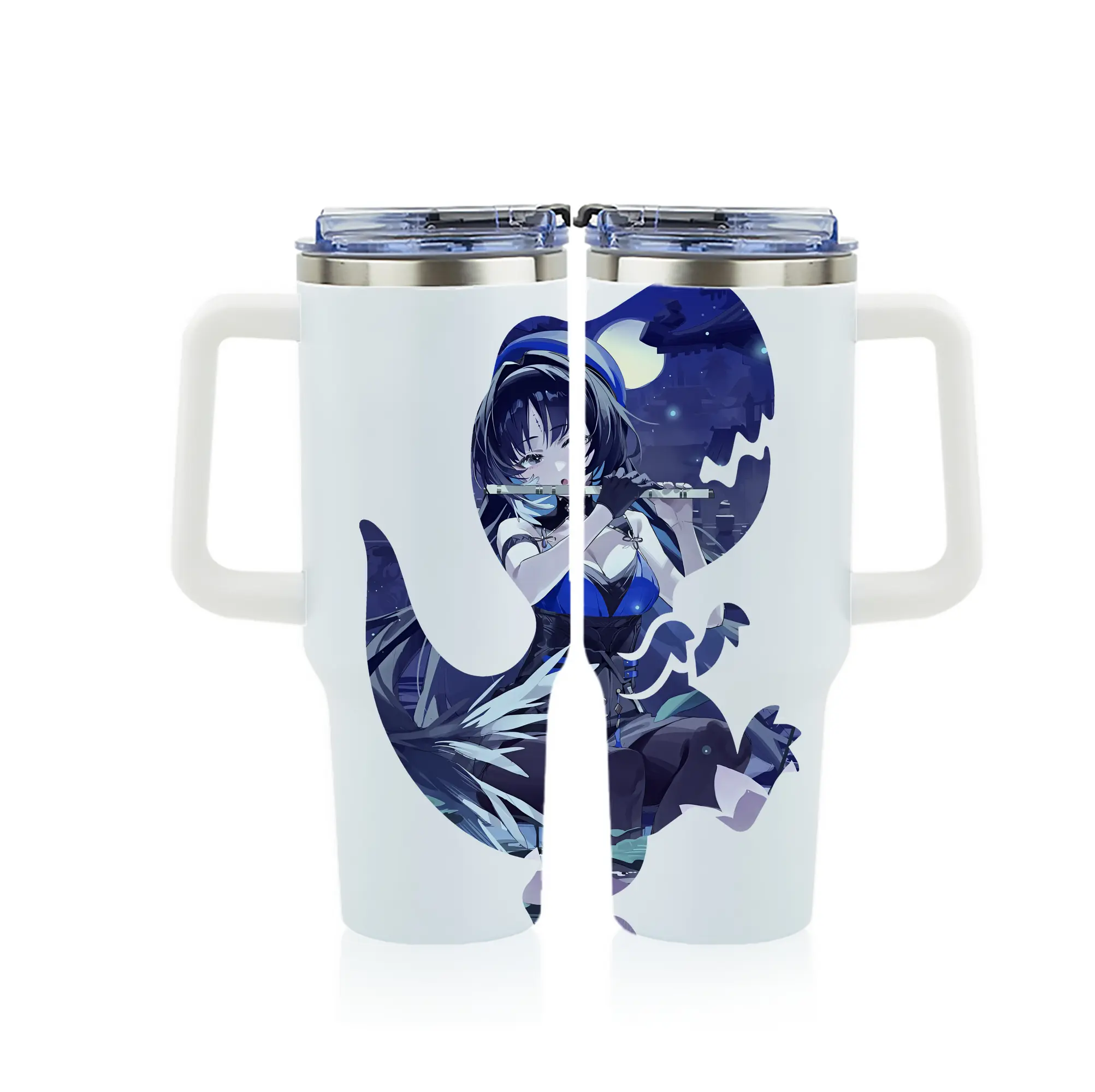 鳴潮 グッズ ヤンヤン - 1200mL フルプリント車用タンブラー ・ 304ステンレス 内側 ・ 201ステンレス 外側 ・ 保温 保冷 ・ 通勤 ドライブ アウトドア用