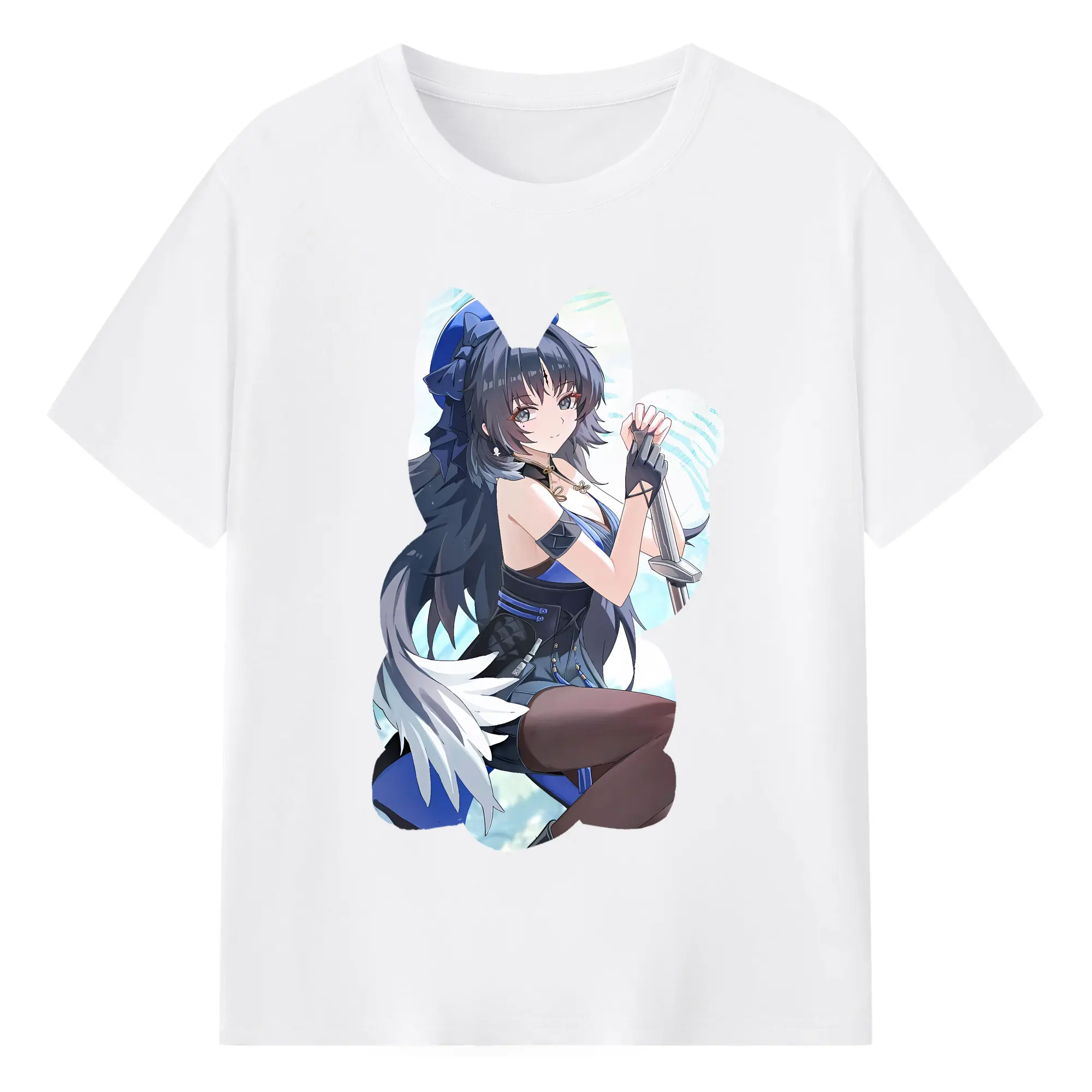 鳴潮 グッズ ヤンヤン - 綿100％ 半袖Tシャツ ・ フロントプリント ・ 快適 通気性 ・ 日常使い 散歩 スポーツ用