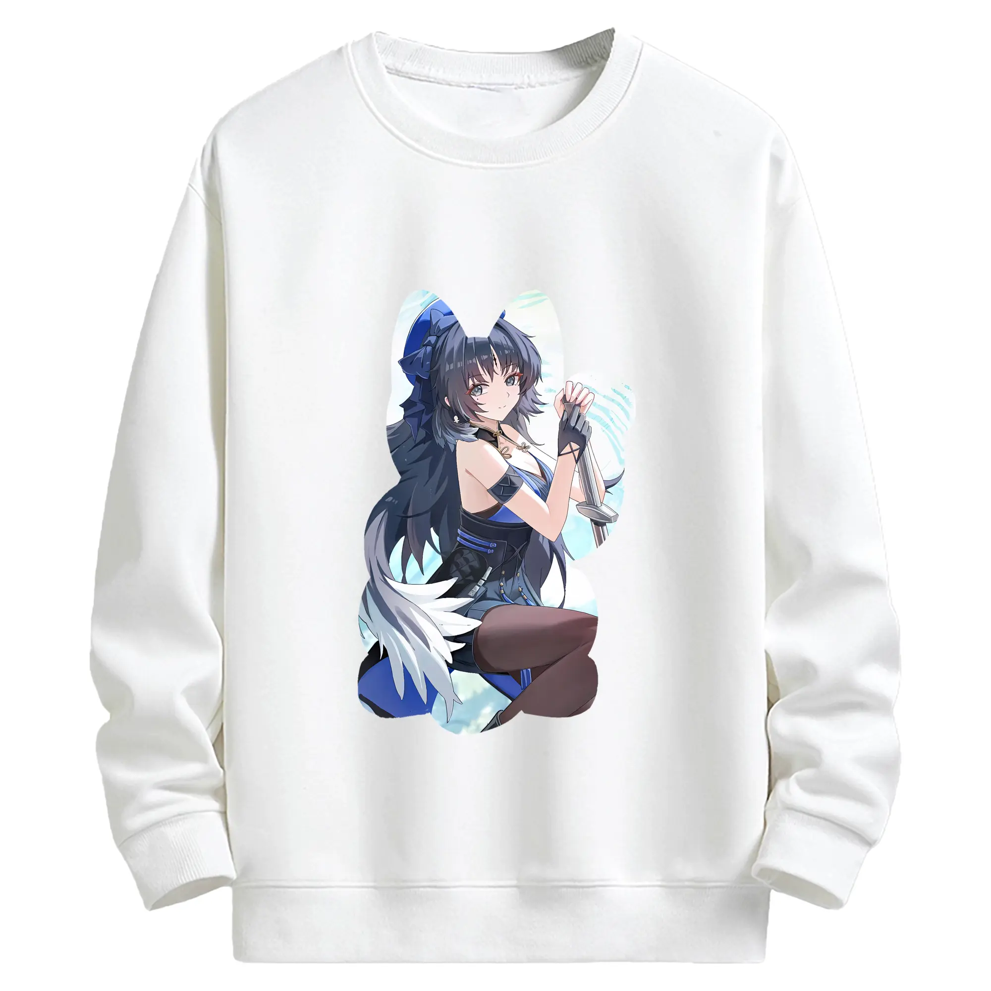 鳴潮 グッズ ヤンヤン - キッズ クルーネックスウェットシャツ ・ フロントプリント ・ 綿80％ ポリエステル20％ ・ 快適 通学 スポーツ 日常使い お散歩用