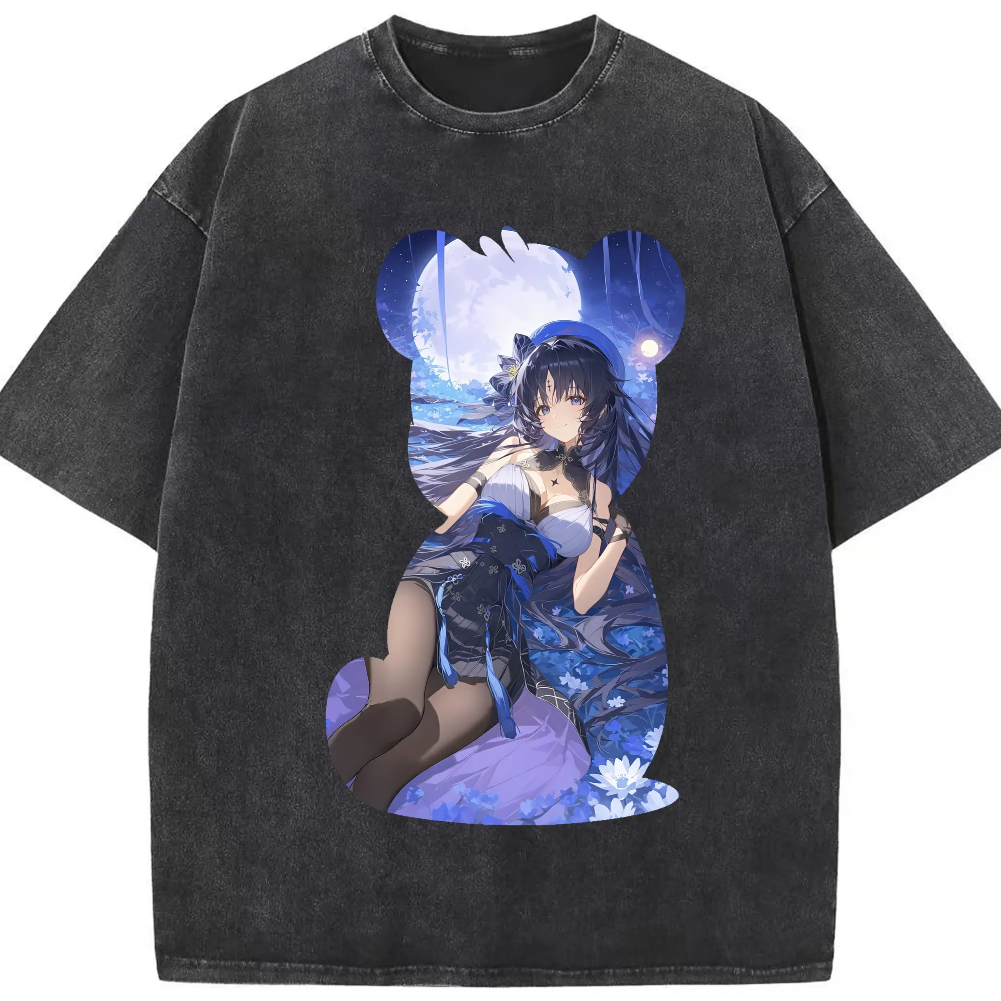 鳴潮 グッズ ヤンヤン - 綿100％ ヴィンテージ風 半袖Tシャツ ・ フロントプリント ・ 柔らか肌触り ・ 通気性 快適 ・ スポーツ カジュアル 外出用