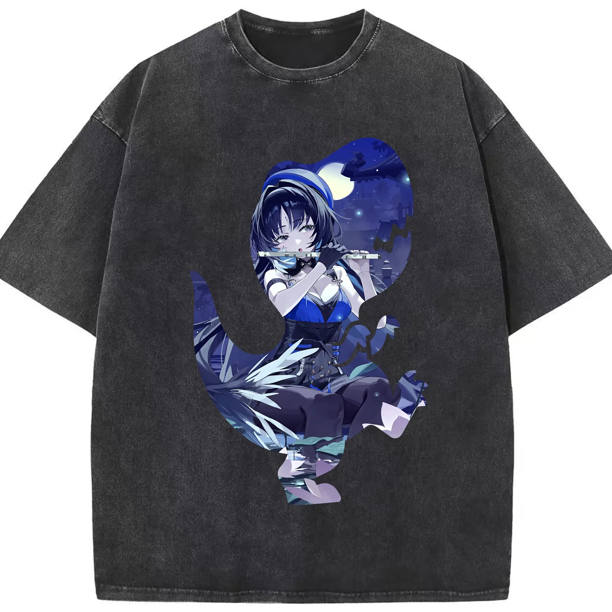 鳴潮 グッズ ヤンヤン - 綿100％ ヴィンテージ風 半袖Tシャツ ・ フロントプリント ・ 柔らか肌触り ・ 通気性 快適 ・ スポーツ カジュアル 外出用