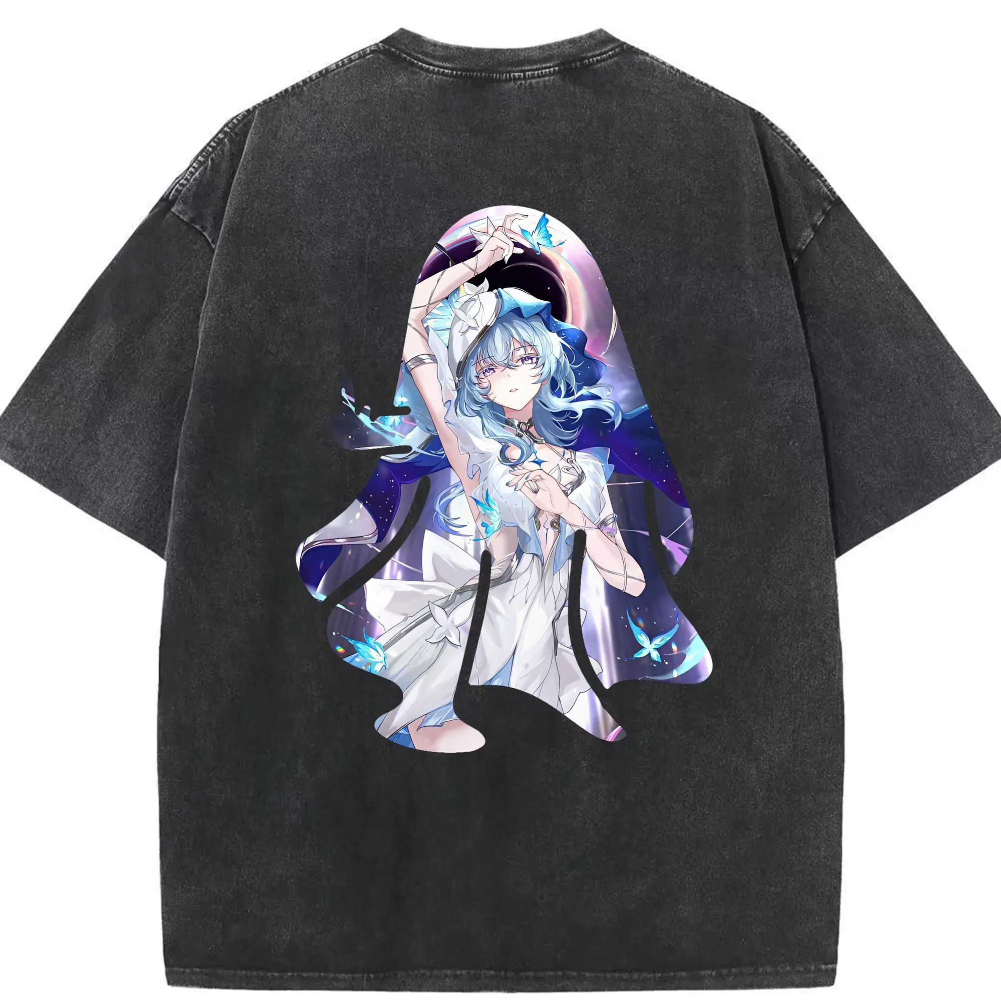 鳴潮 グッズ ショアキーパー - 綿100％ ヴィンテージ風 半袖Tシャツ ・ 背面プリント ・ 柔らか肌触り ・ 通気性 快適 ・ スポーツ カジュアル 外出用