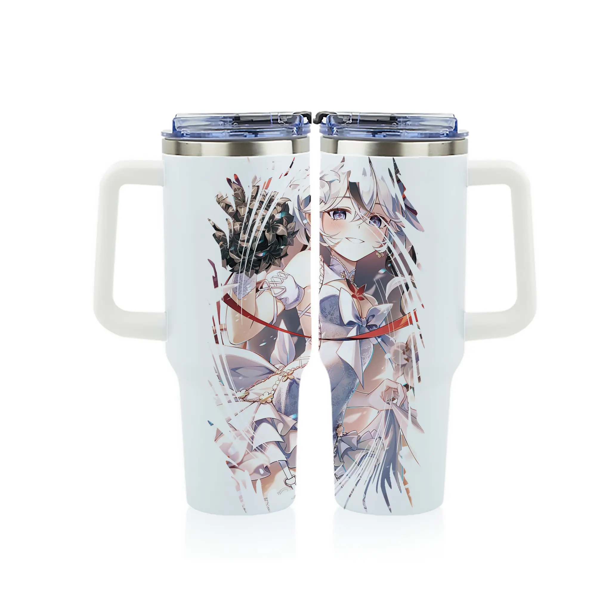 鳴潮 グッズ ツバキ - 1200mL フルプリント車用タンブラー ・ 304ステンレス 内側 ・ 201ステンレス 外側 ・ 保温 保冷 ・ 通勤 ドライブ アウトドア用