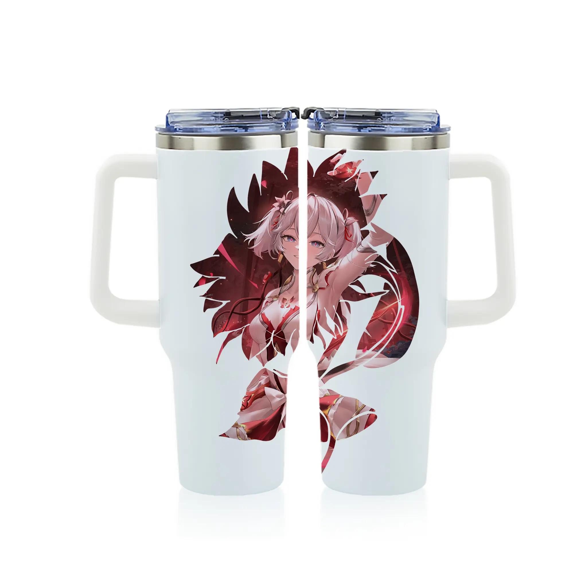 鳴潮 グッズ ツバキ - 1200mL フルプリント車用タンブラー ・ 304ステンレス 内側 ・ 201ステンレス 外側 ・ 保温 保冷 ・ 通勤 ドライブ アウトドア用