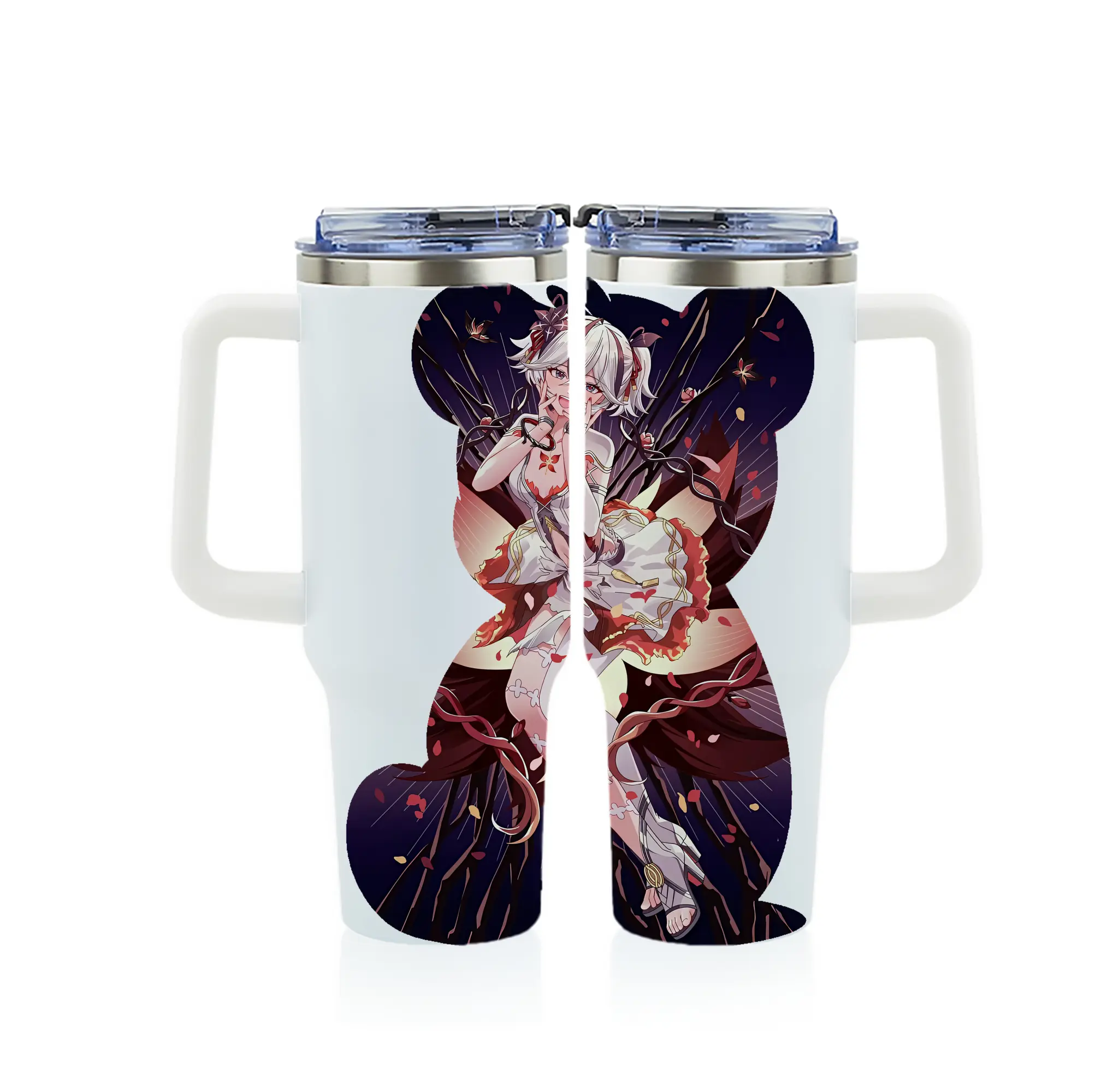 鳴潮 グッズ ツバキ - 1200mL フルプリント車用タンブラー ・ 304ステンレス 内側 ・ 201ステンレス 外側 ・ 保温 保冷 ・ 通勤 ドライブ アウトドア用