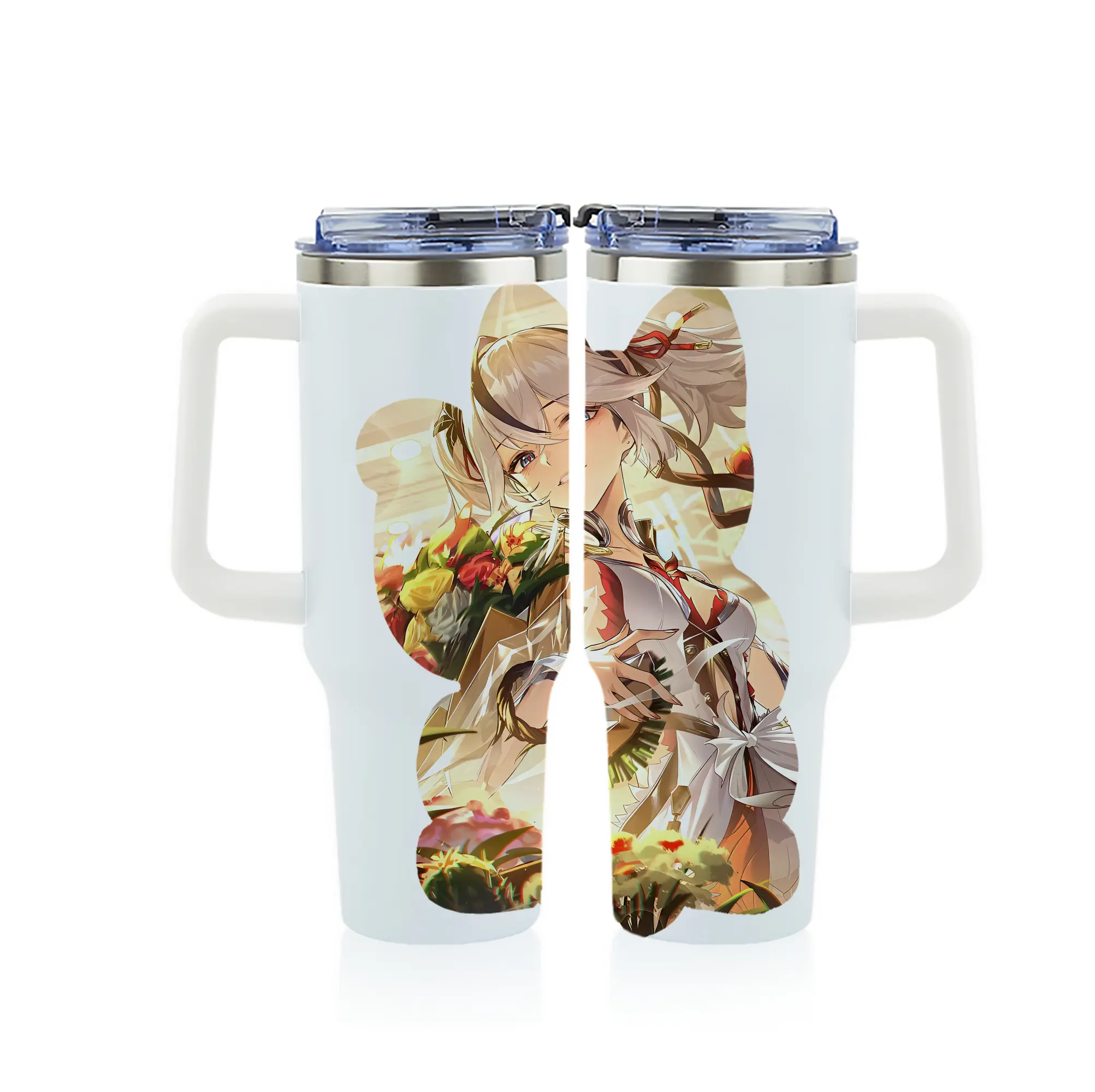 鳴潮 グッズ ツバキ - 1200mL フルプリント車用タンブラー ・ 304ステンレス 内側 ・ 201ステンレス 外側 ・ 保温 保冷 ・ 通勤 ドライブ アウトドア用