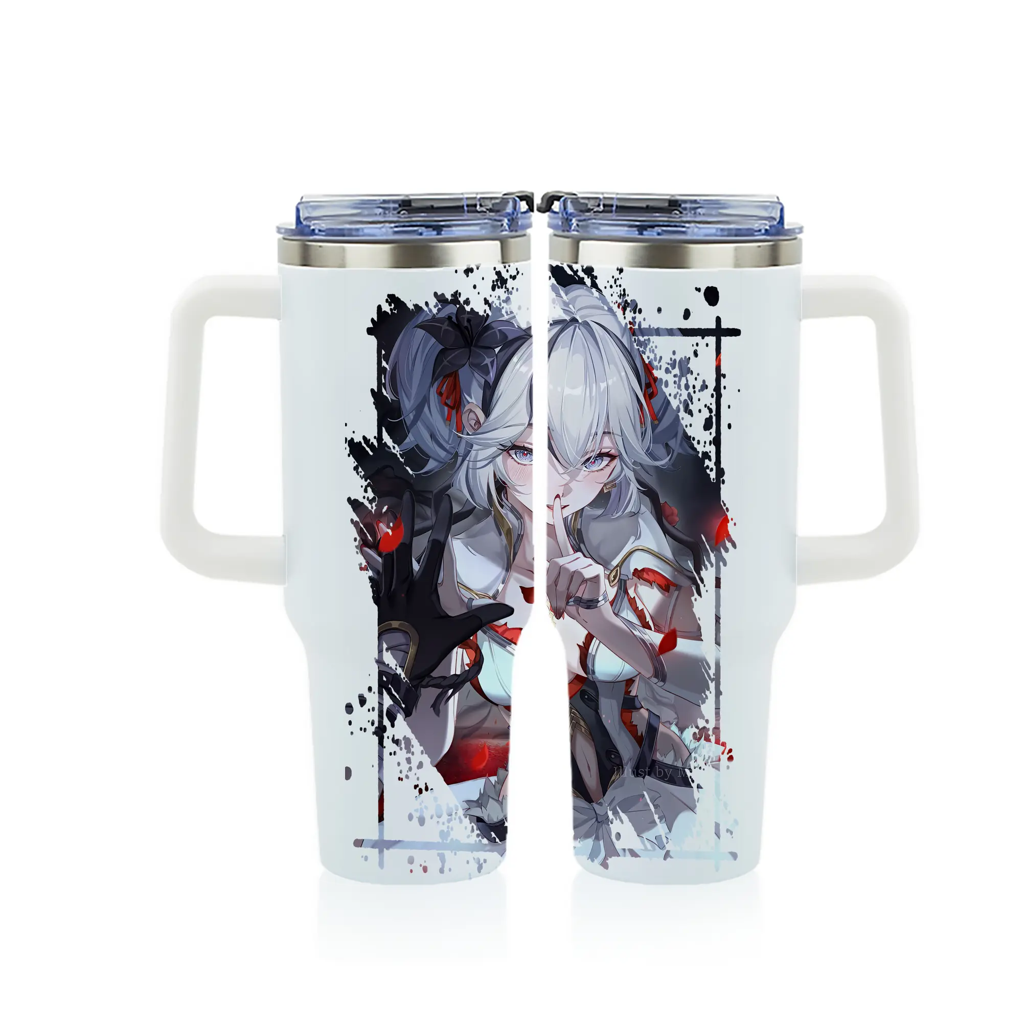 鳴潮 グッズ ツバキ - 1200mL フルプリント車用タンブラー ・ 304ステンレス 内側 ・ 201ステンレス 外側 ・ 保温 保冷 ・ 通勤 ドライブ アウトドア用