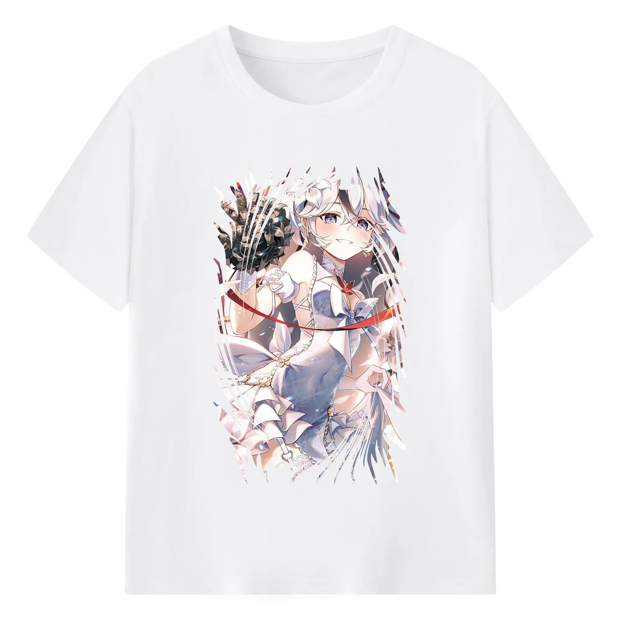 鳴潮 グッズ ツバキ - 綿100％ 半袖Tシャツ ・ フロントプリント ・ 快適 通気性 ・ 日常使い 散歩 スポーツ用