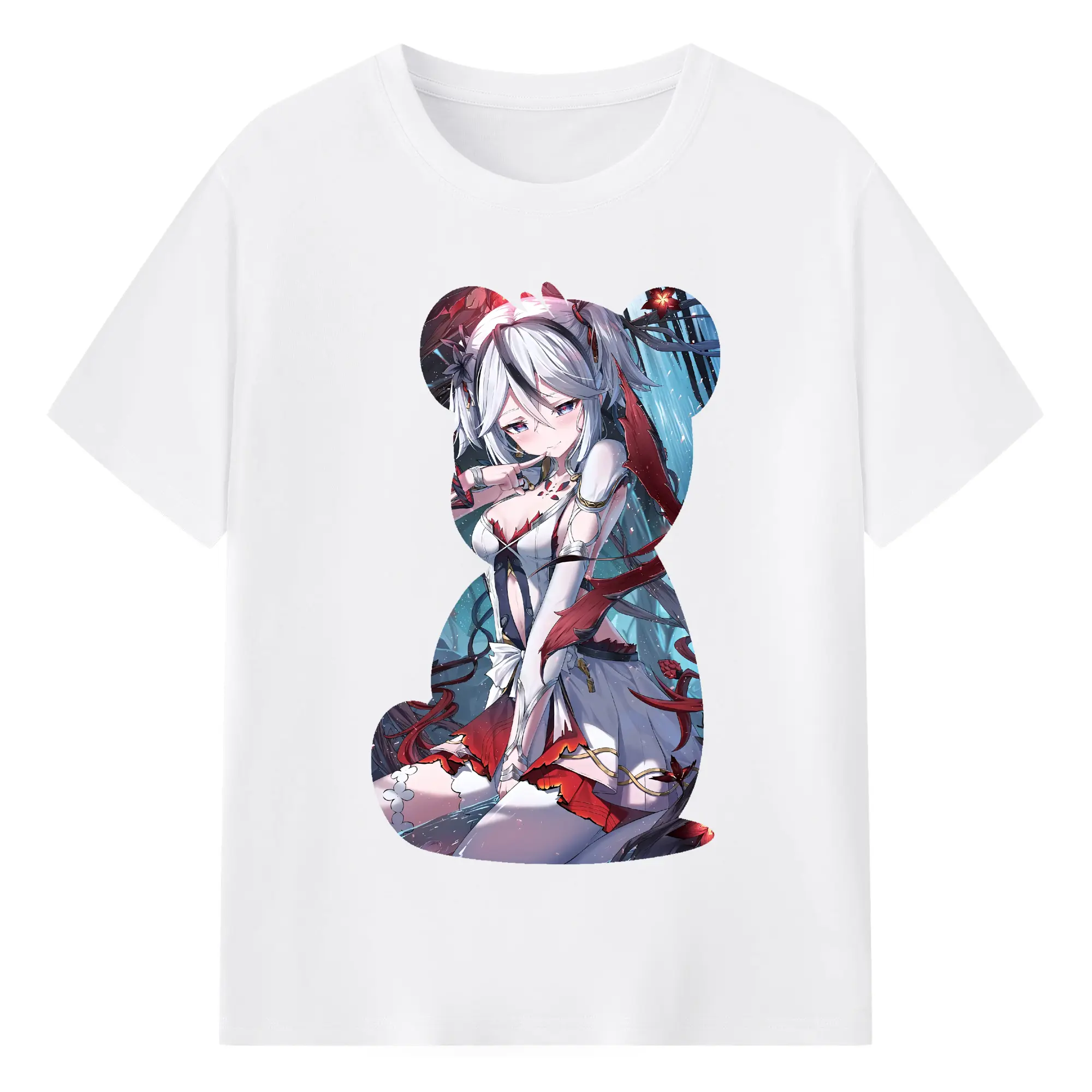 鳴潮 グッズ ツバキ - 綿100％ 半袖Tシャツ ・ フロントプリント ・ 快適 通気性 ・ 日常使い 散歩 スポーツ用