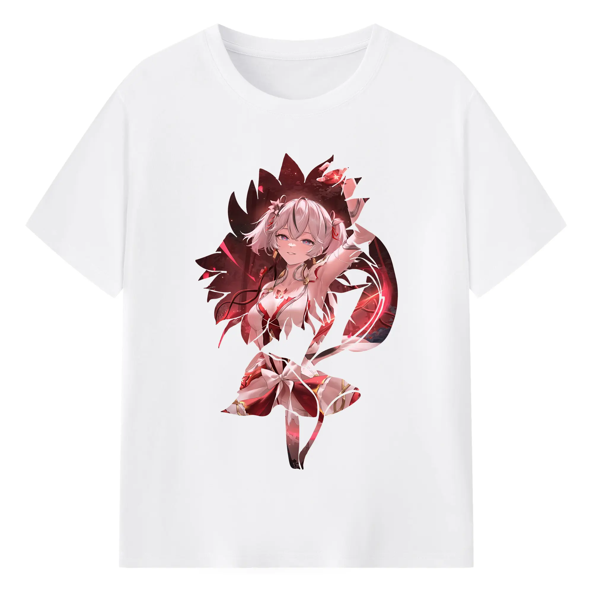 鳴潮 グッズ ツバキ - 綿100％ 半袖Tシャツ ・ フロントプリント ・ 快適 通気性 ・ 日常使い 散歩 スポーツ用