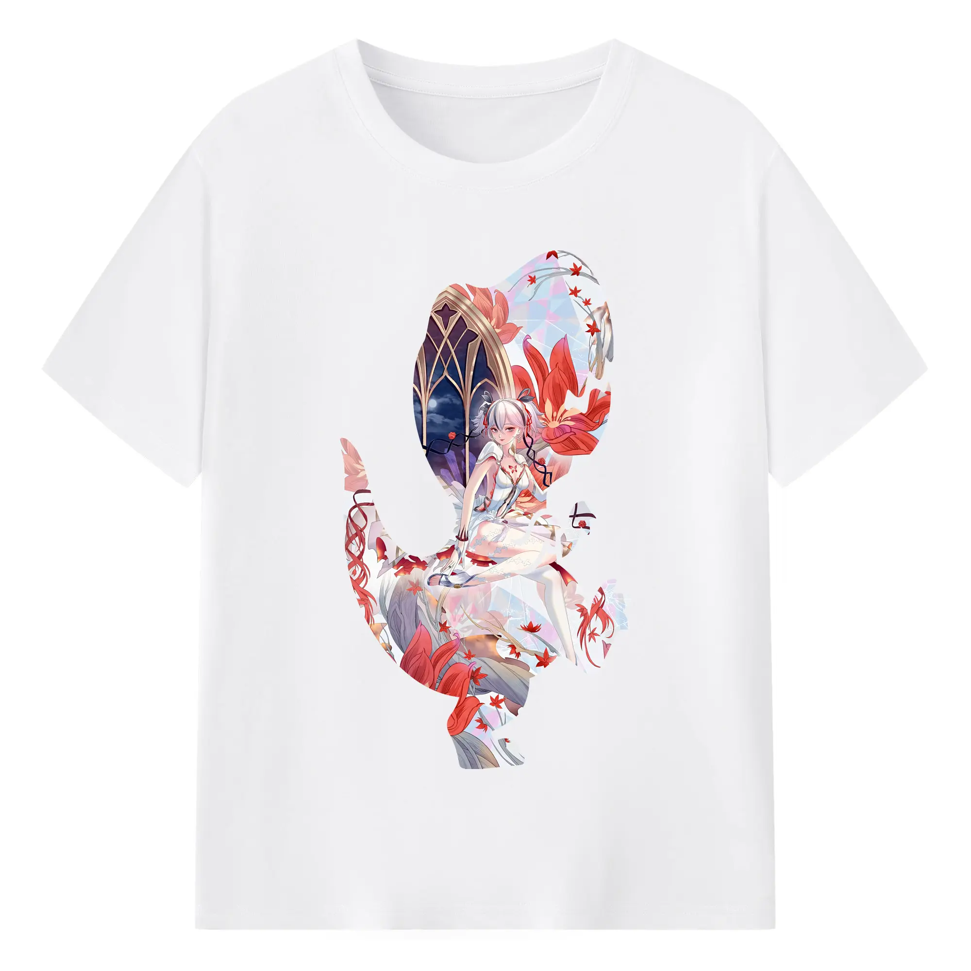 鳴潮 グッズ ツバキ - 綿100％ 半袖Tシャツ ・ フロントプリント ・ 快適 通気性 ・ 日常使い 散歩 スポーツ用