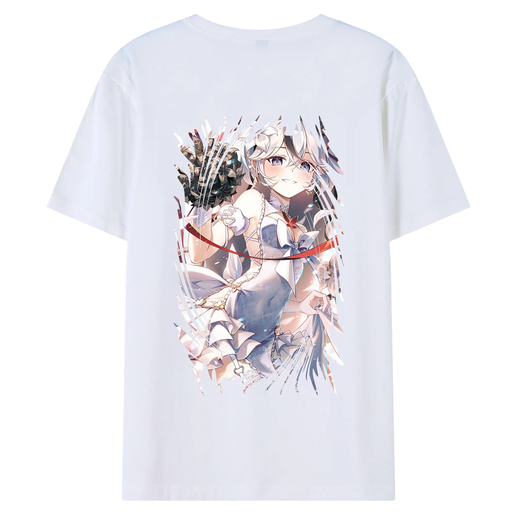 鳴潮 グッズ ツバキ - 綿100％ 半袖Tシャツ ・ バックプリント ・ 快適 通気性 ・ 日常使い 散歩 スポーツ用