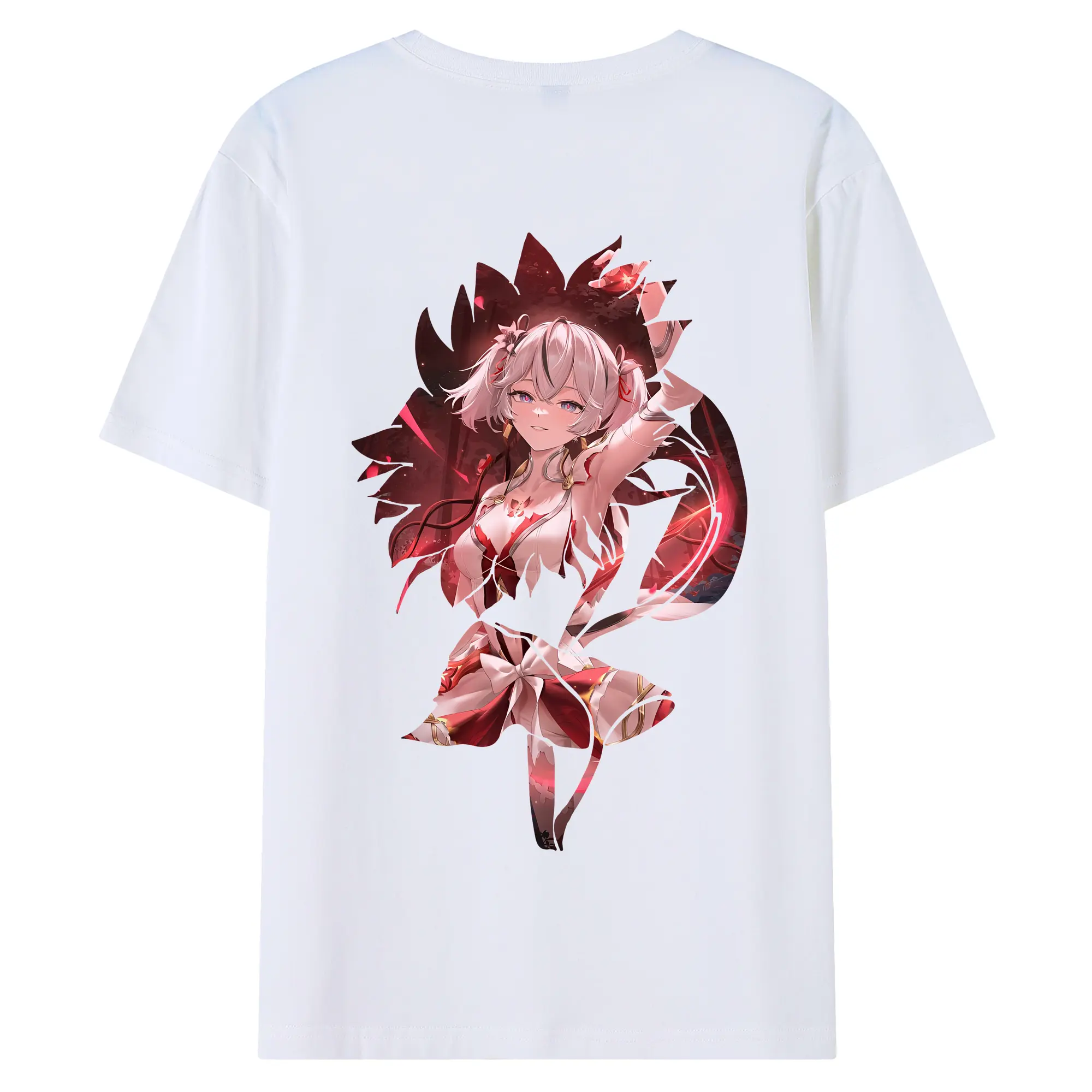 鳴潮 グッズ ツバキ - 綿100％ 半袖Tシャツ ・ バックプリント ・ 快適 通気性 ・ 日常使い 散歩 スポーツ用