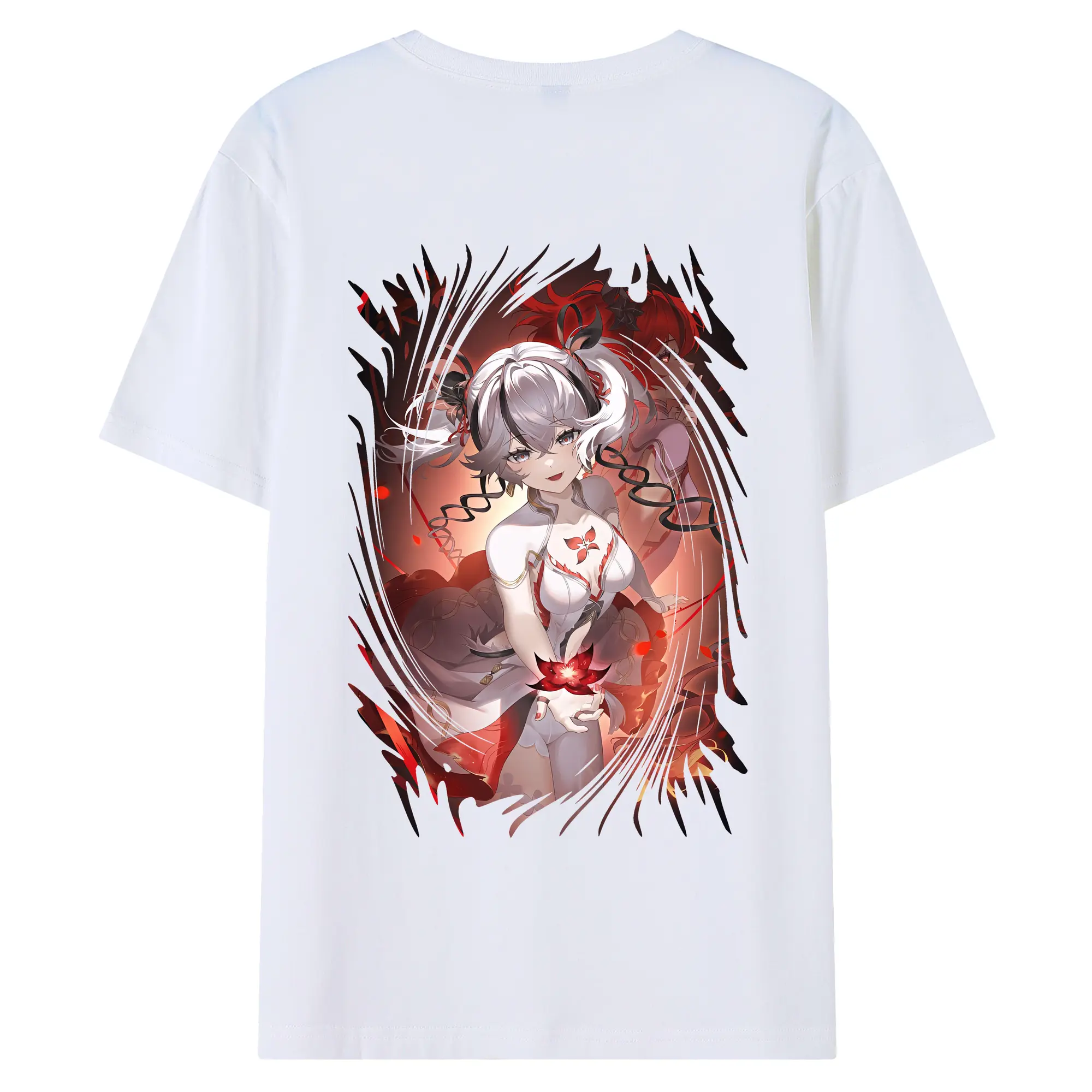 鳴潮 グッズ ツバキ - 綿100％ 半袖Tシャツ ・ バックプリント ・ 快適 通気性 ・ 日常使い 散歩 スポーツ用