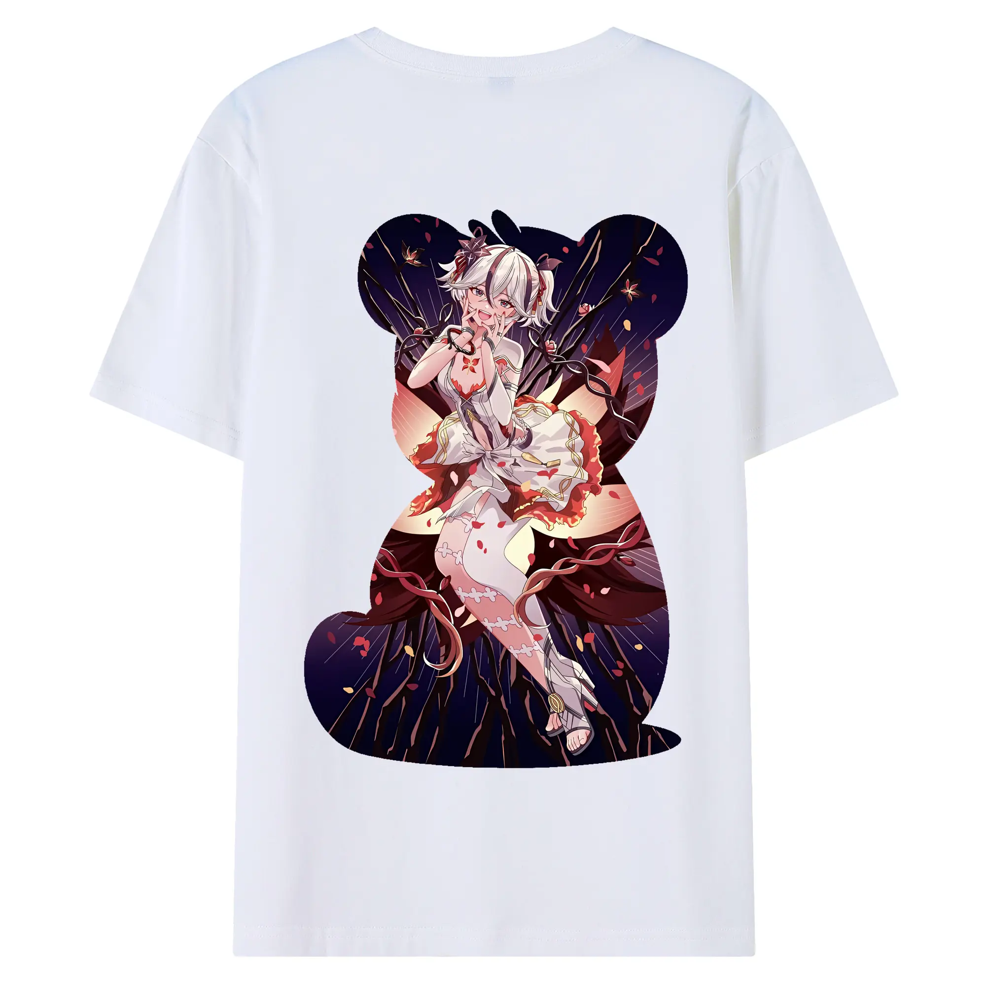 鳴潮 グッズ ツバキ - 綿100％ 半袖Tシャツ ・ バックプリント ・ 快適 通気性 ・ 日常使い 散歩 スポーツ用