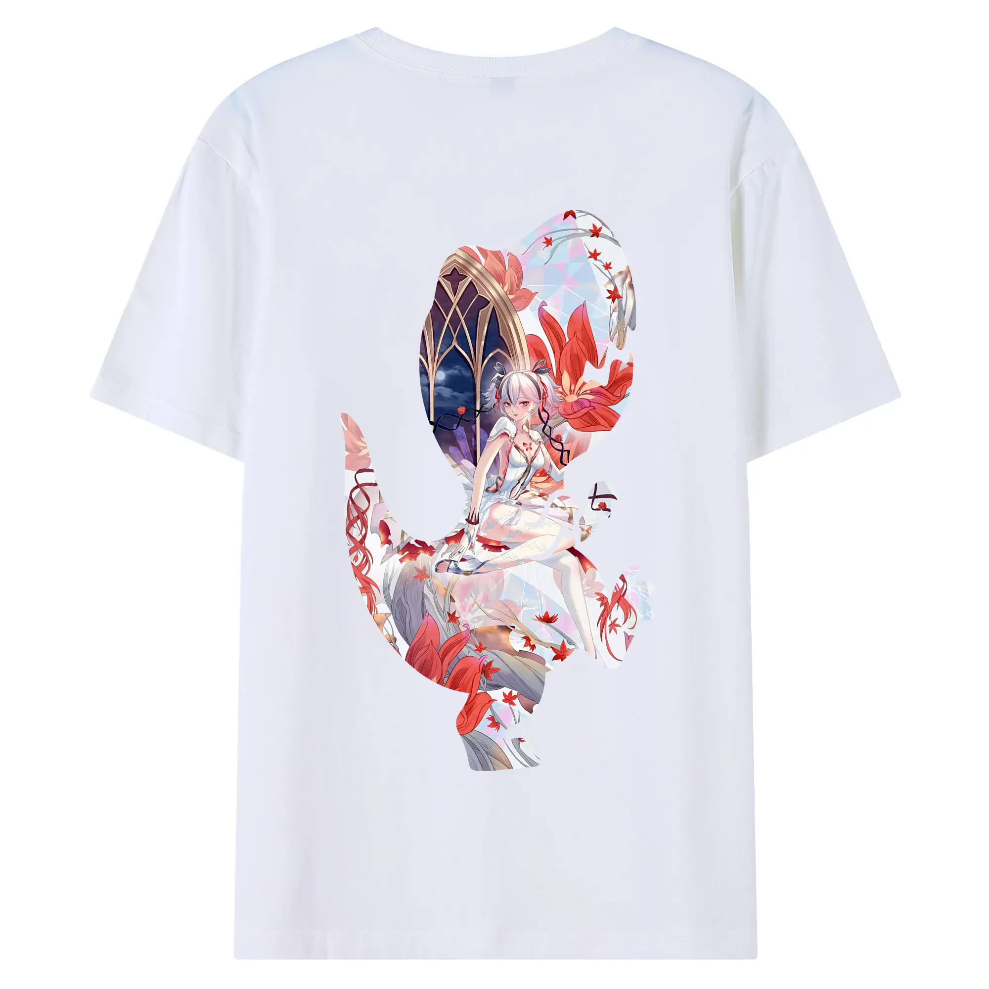 鳴潮 グッズ ツバキ - 綿100％ 半袖Tシャツ ・ バックプリント ・ 快適 通気性 ・ 日常使い 散歩 スポーツ用