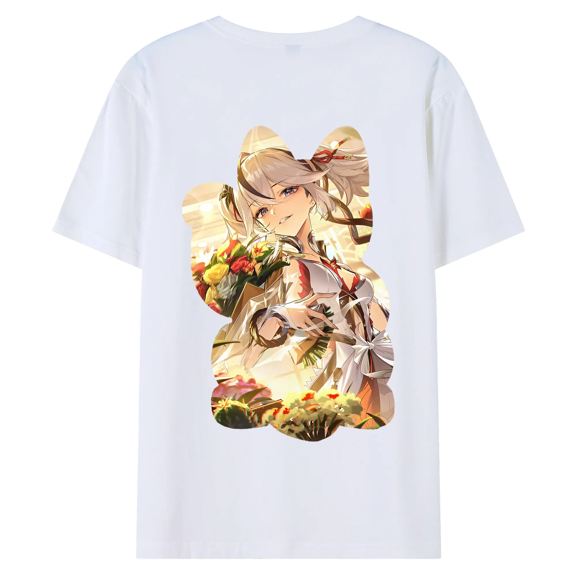 鳴潮 グッズ ツバキ - 綿100％ 半袖Tシャツ ・ バックプリント ・ 快適 通気性 ・ 日常使い 散歩 スポーツ用